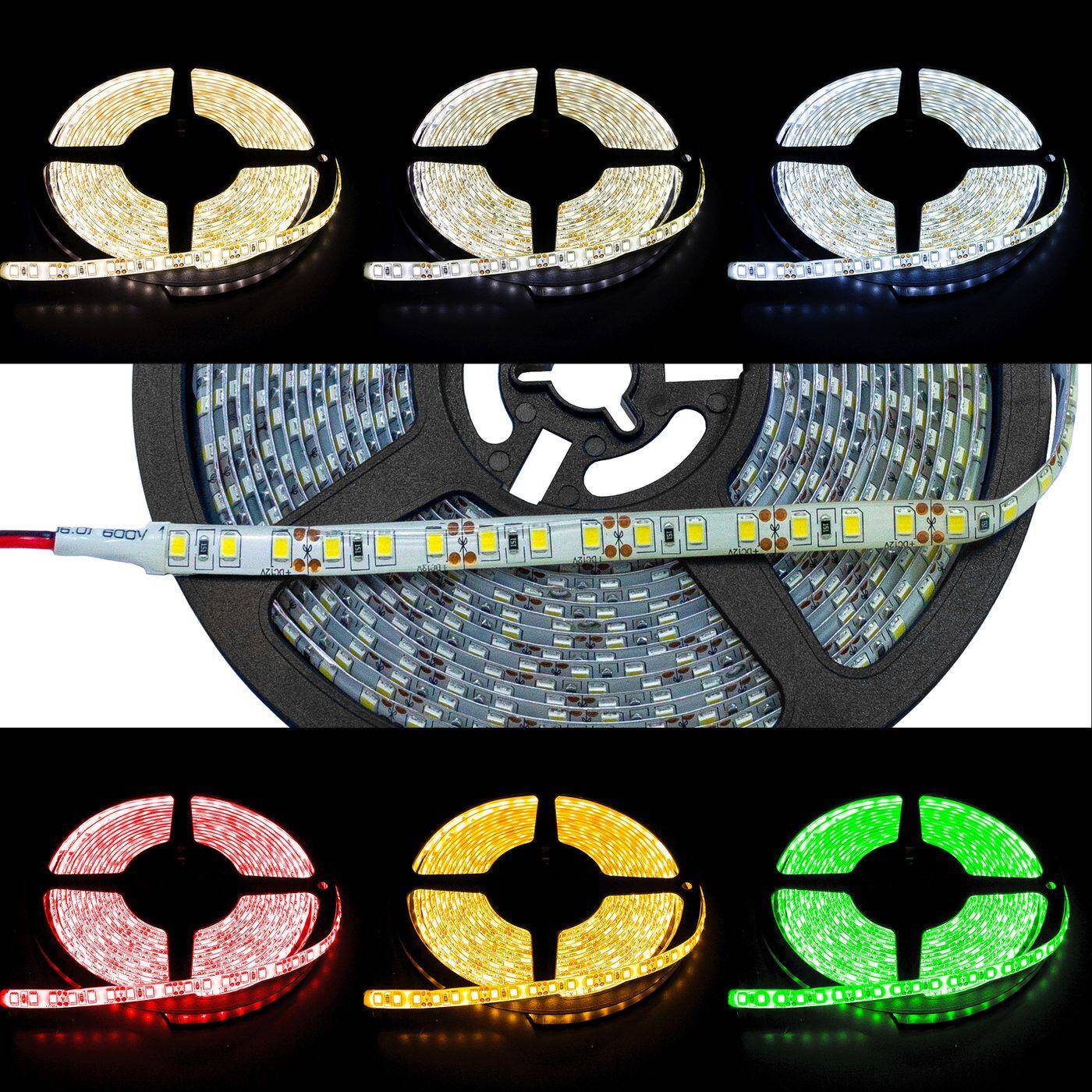 5m (500cm) LED Streifen Band Leiste 24V Warm Weiß 3000K IP65 600LEDs 120LED/m SMD2835