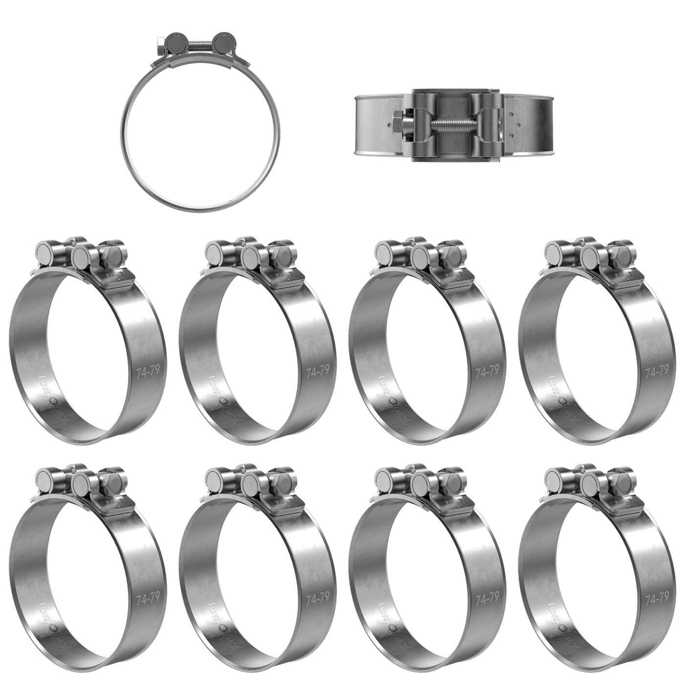 10x Lumonic Gelenkbolzenschelle Edelstahl 74-79mm V2A Auspuffschelle für Bau PKW LKW