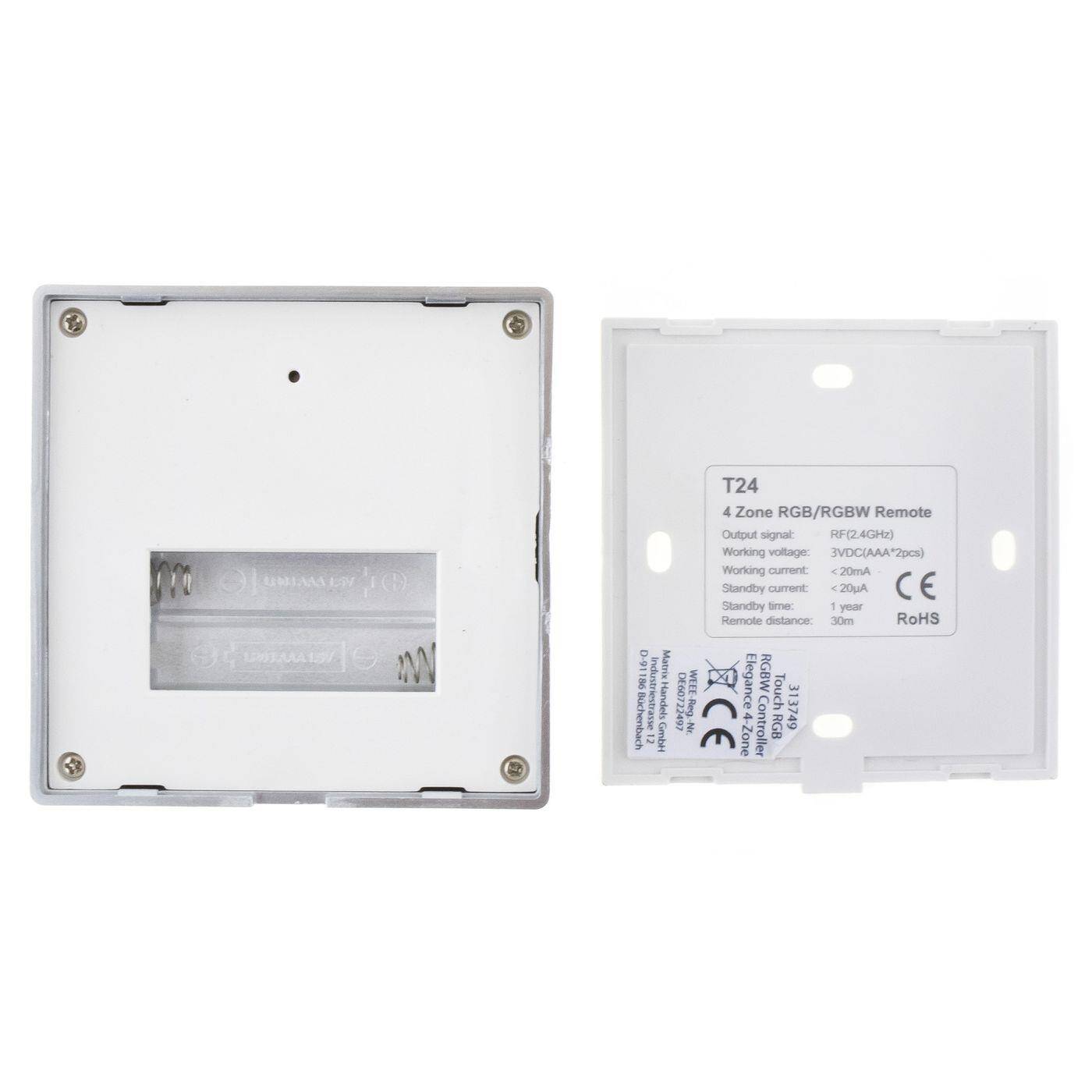 Elegance RGB RGBW LED 4-Zone Wand Touch Panel Controller Batterie 5-Pin; RGB+W Elegance RGB RGBW LED 4-Zone Wand Touch Panel Controller Batterie 5-Pin; RGB+W