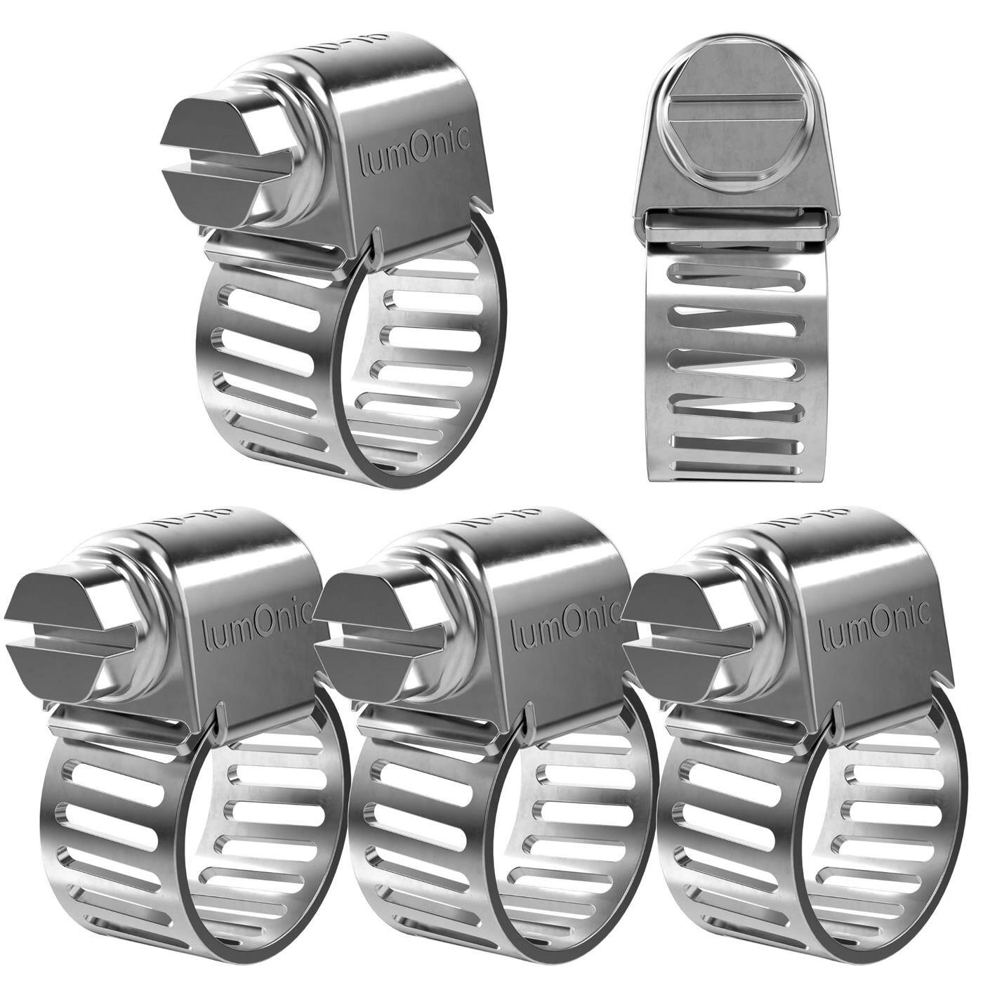 Lumonic 5x 10-16mm Schlauchschelle Edelstahl V2A 201 I einstellbare Schlauchschellen zum Schrauben I für Rohre Schläuche Waschmaschine KFZ Auto Haus Garten
