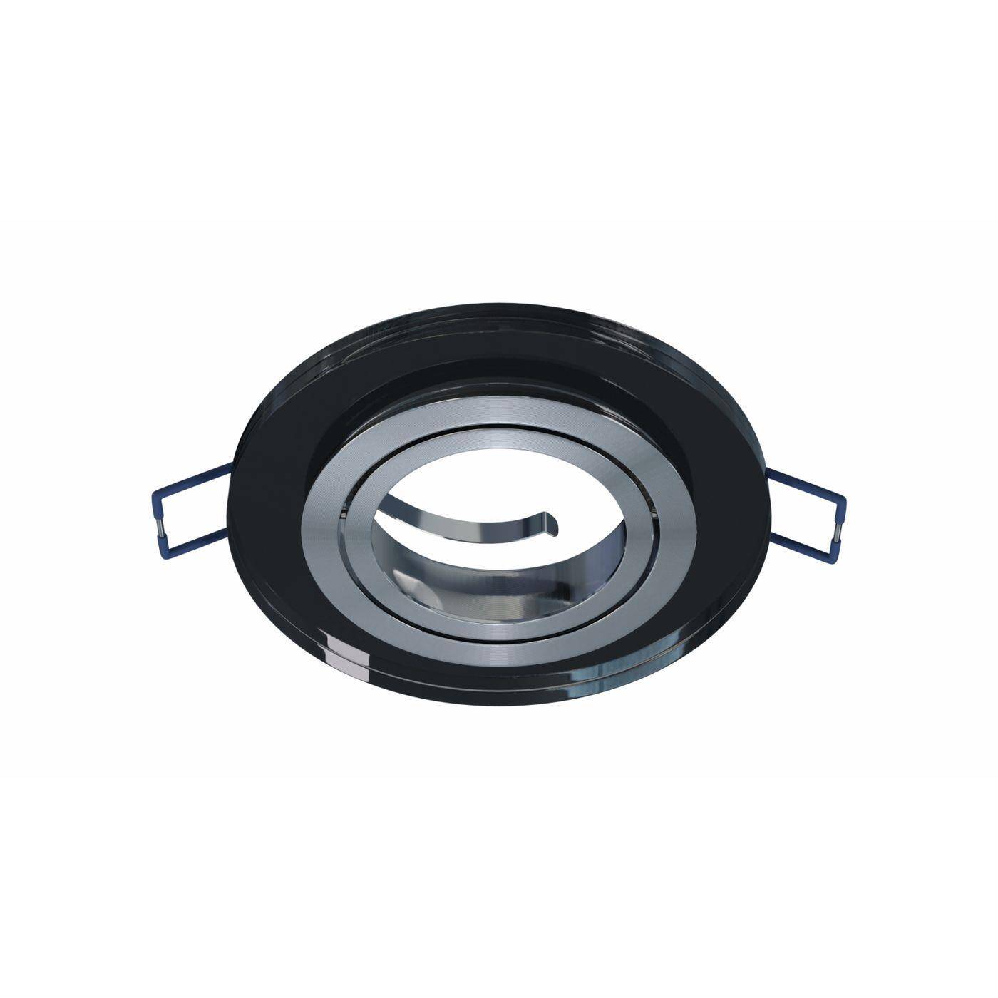 LED Einbaurahmen Rund 90x25mm Schwarz Glas 8mm Schwenkbar Spot GU10 MR16