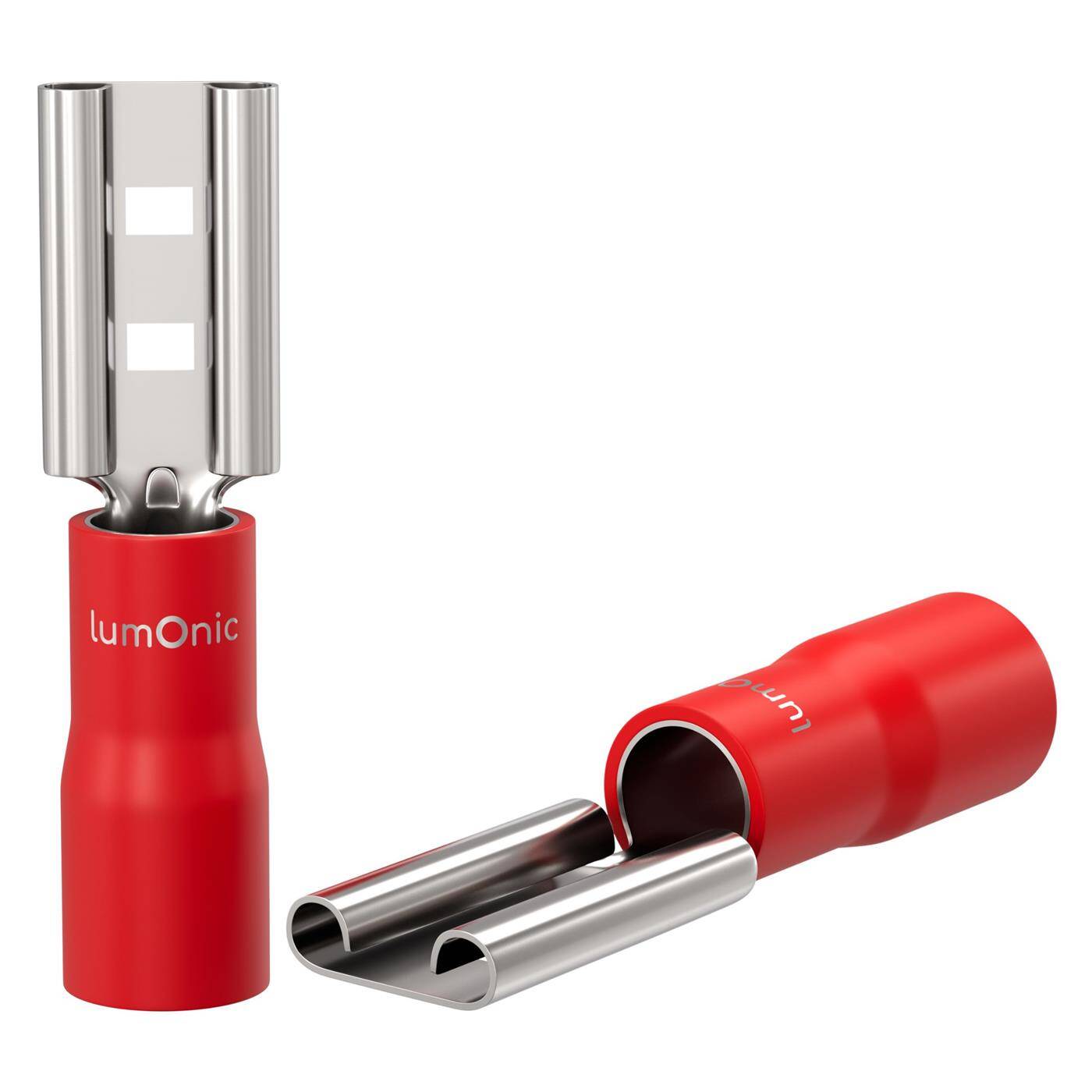 25x Flachsteckhülse teilisoliert 0,5-1,5mm² Steckmaß 0,8x4,8mm Rot für Flachstecker Messing verzinnt