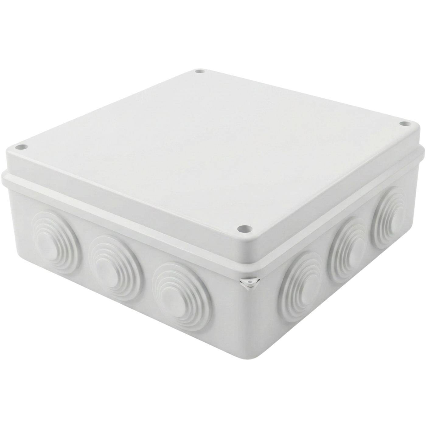 Lumonic Verteilerdose weiß 200x200x80mm mit 12 Öffnungen I Abzweigdose Aufputz - IP65 I Verbindungsdose, Klemmdose, Abzweigkasten für Innen & Außen