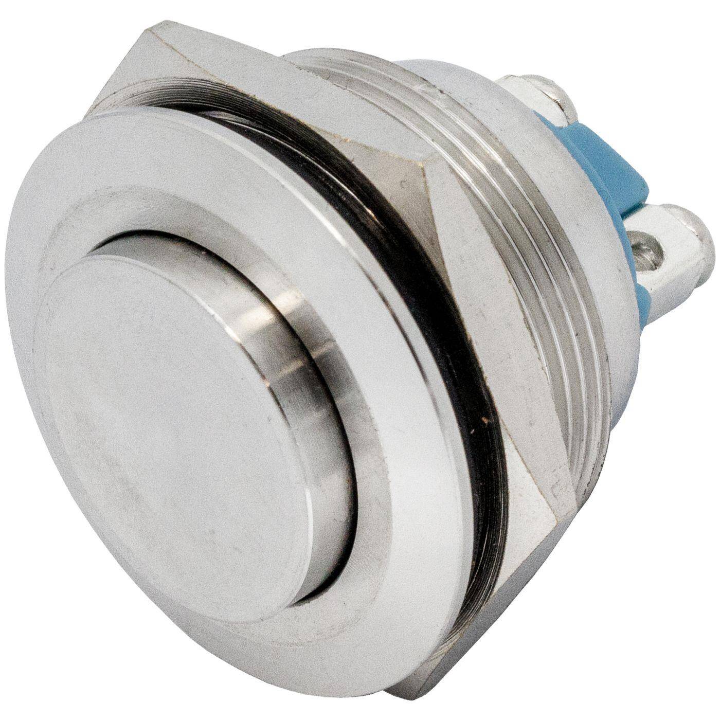 Stainless steel Push button raised Ø25mm IP65 Screw Connection 250V 3A Vandal-proof