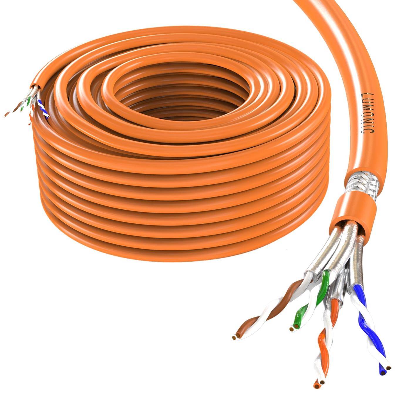 Lumonic CAT7 Network cable S/FTP 20m | Installation Cable AWG 23 | 100% Copper OFC | 10 Gbit/s | halogen-free | 600 MHz | LAN Cable, Ethernet Cable
