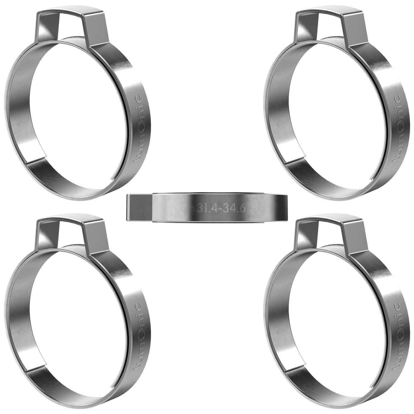 5x 1-Ohr-Schelle 31,4-34,6mm V2A Edelstahl Einohrschelle Schlauchschelle für Druckluft, Rohrsysteme, Garten, KFZ