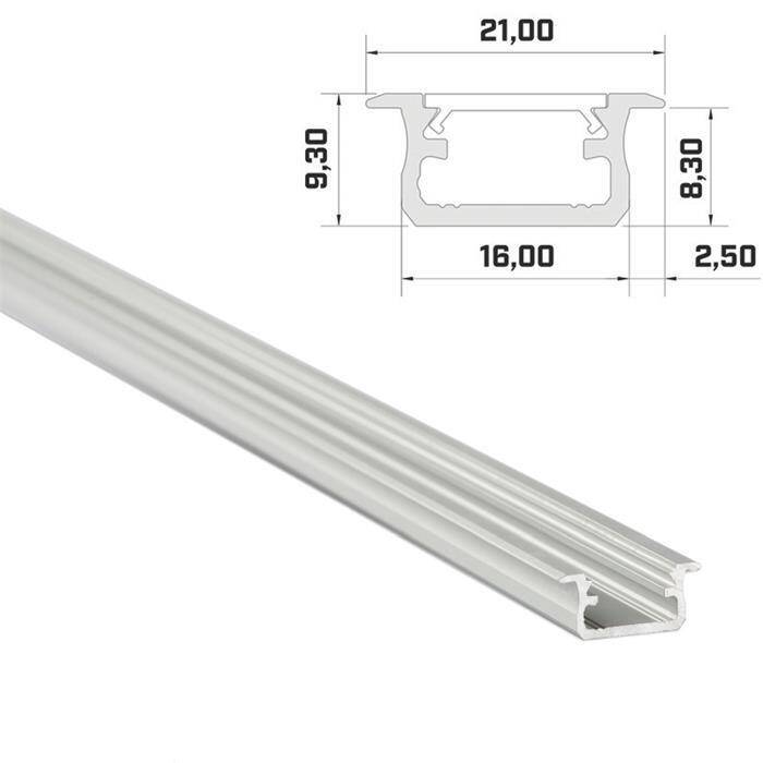 1m LED Profil B Silber 21x9,3mm Aluminium Einbauprofil für 12mm LED Streifen 1m LED Profil B Silber 21x9,3mm Aluminium Einbauprofil für 12mm LED Streifen