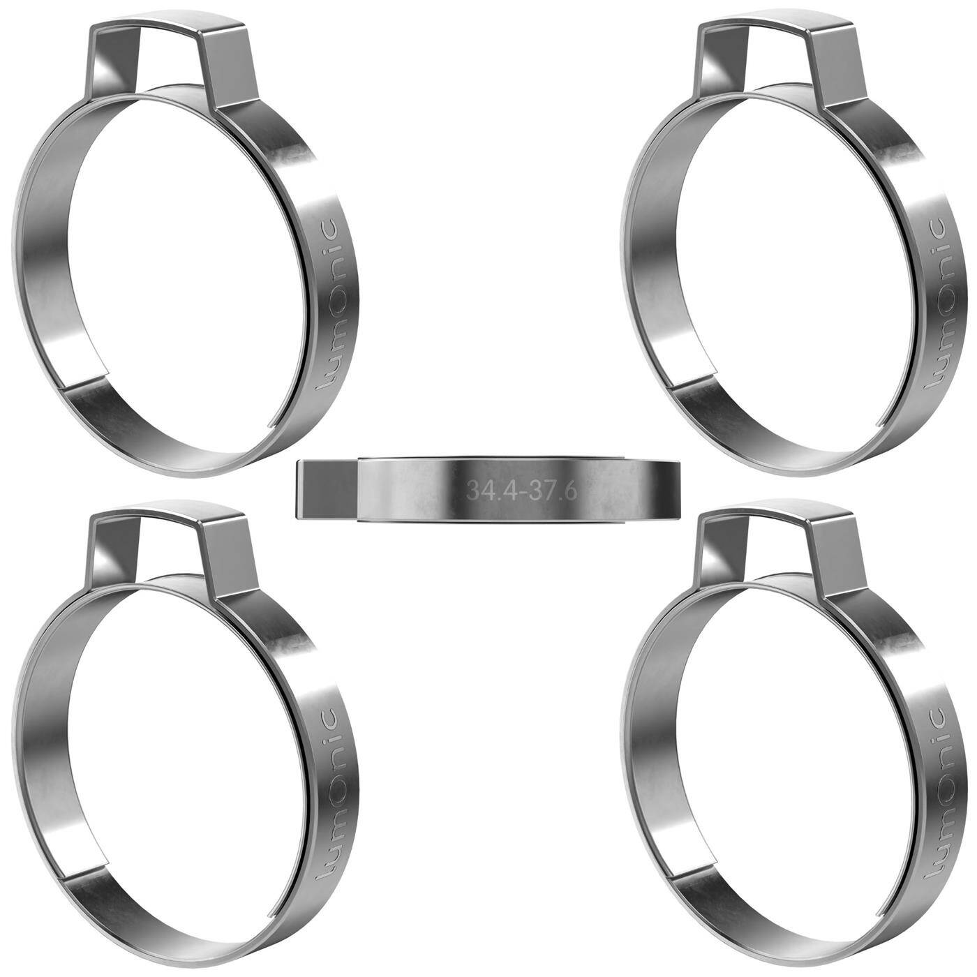 Lumonic I 5x 1-ear clip 34,4-37,6mm I V2A Stainless steel I Single ear clip I Hose clamp I for Compressed air, Pipe systems, Garden, CAR