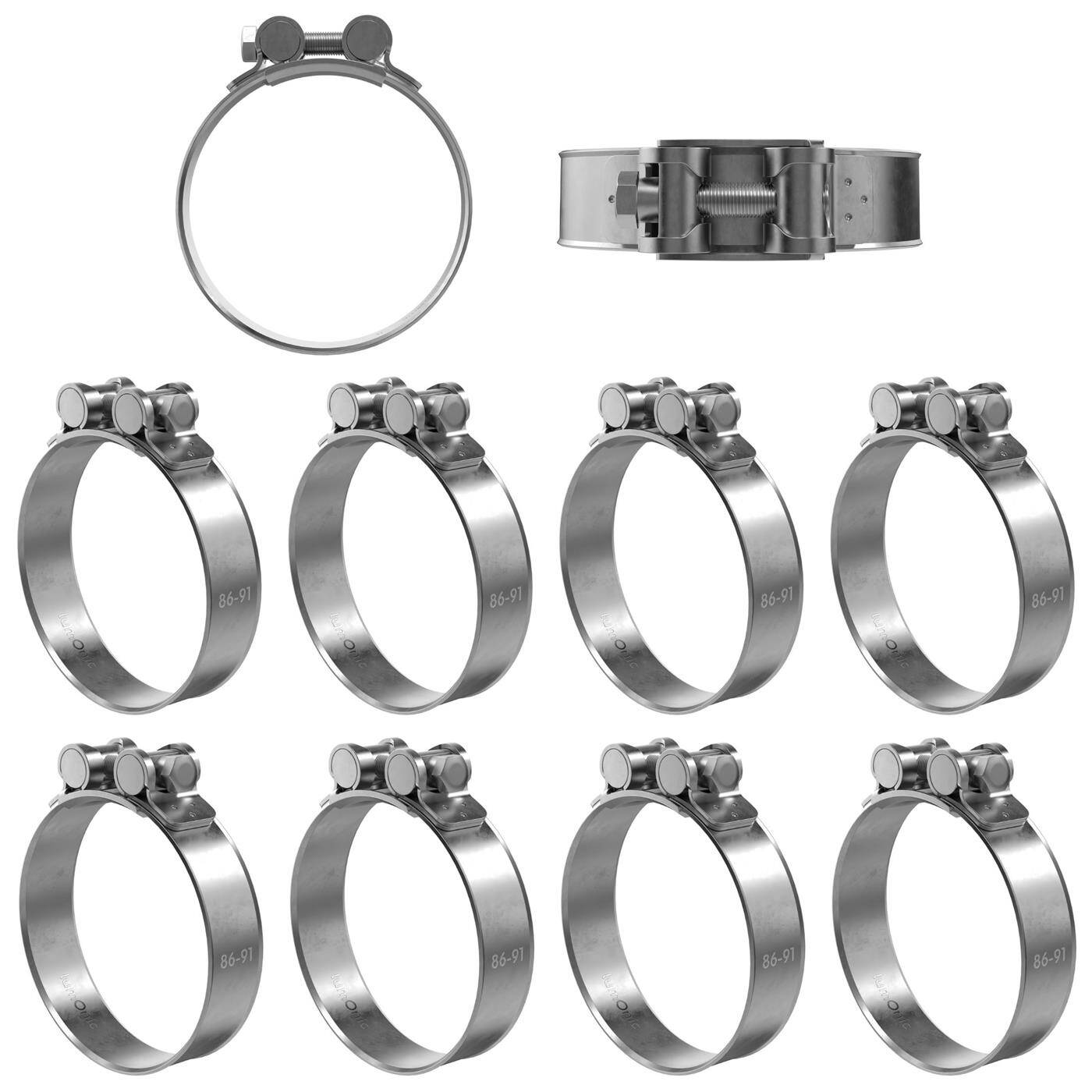 10x Lumonic Gelenkbolzenschelle Edelstahl 86-91mm V2A Auspuffschelle für Bau PKW LKW