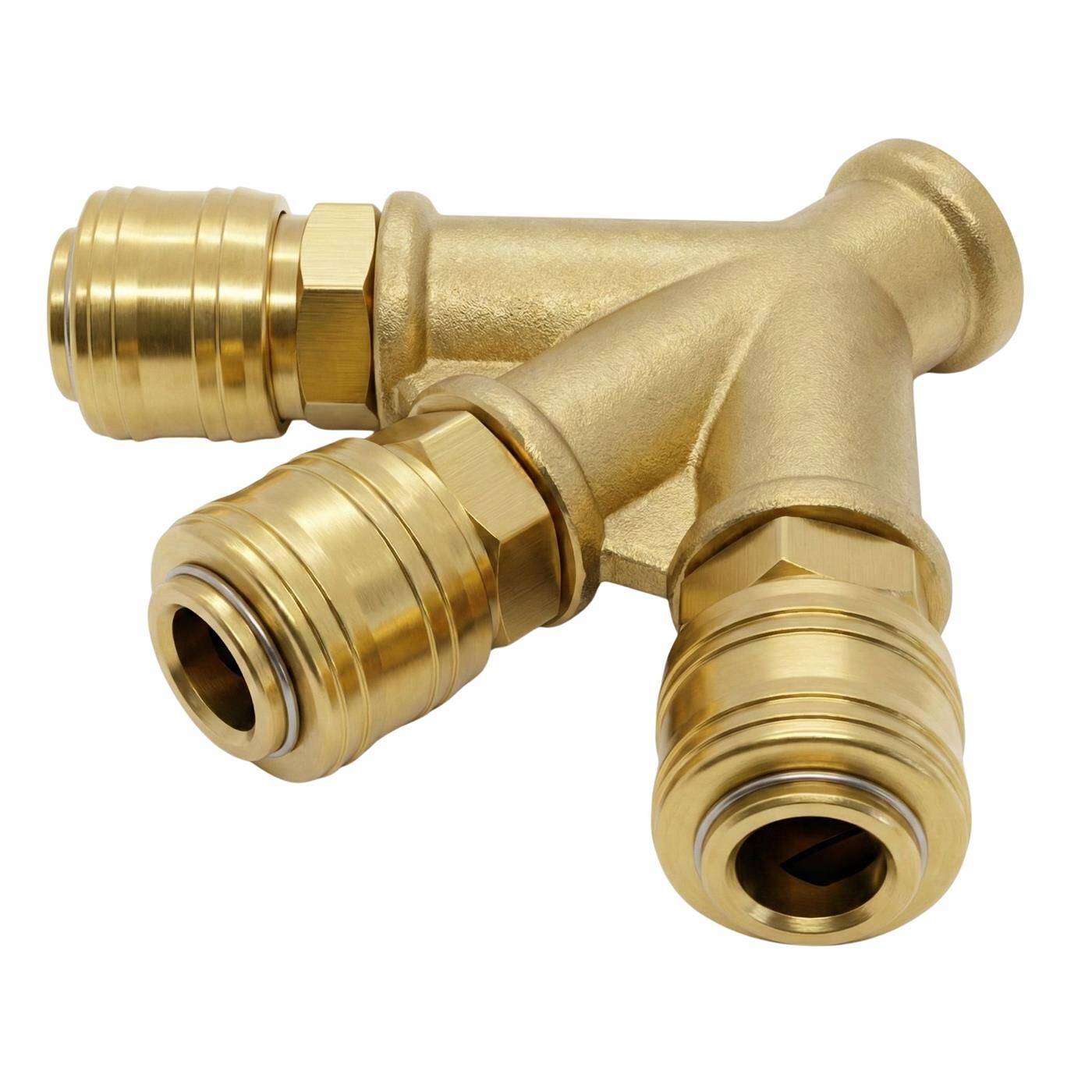 Lumonic I Compressed air distributor 3-fold I with internal thread 3/8" I made of brass I Compressed air distributor I Compressed air diverter I Quick coupling I Multiple distributor I for workshops, businesses and DIY enthusiasts