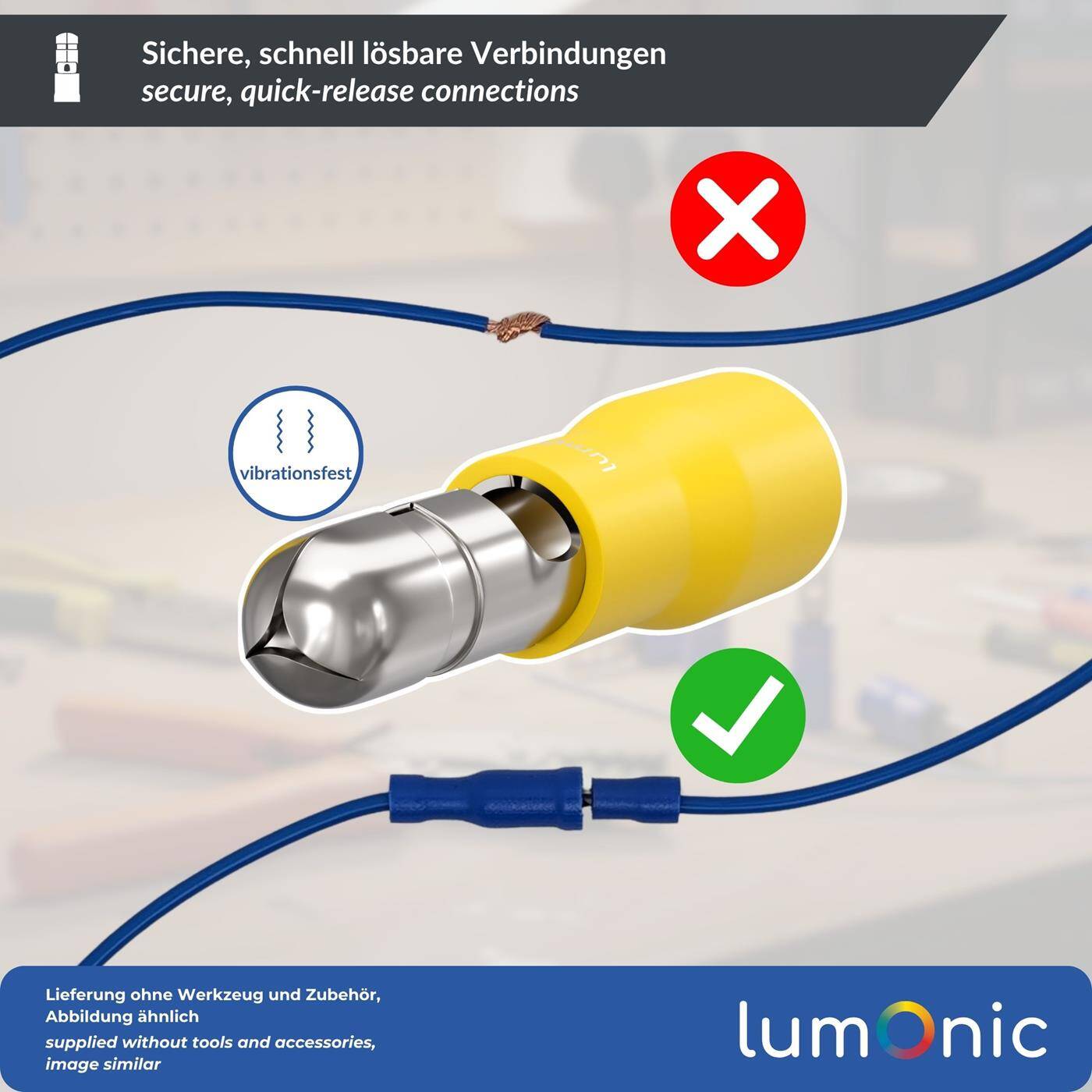 Lumonic 25x Round plug 4,0-6,0mm² | , 5mm | Round plug for round receptacles 5mm | Cable connectors, insulated cable lugs | Car, motorcycle, electrics