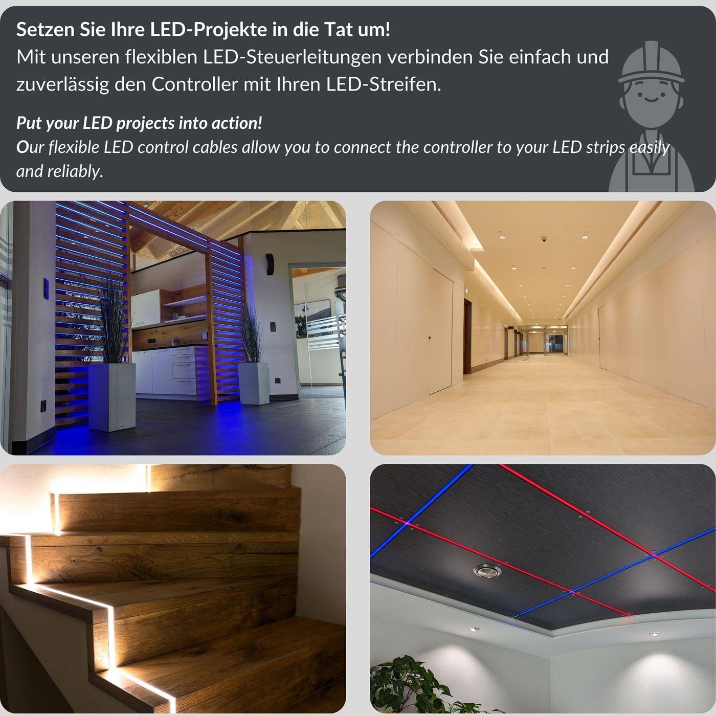 1m RGBW LED Steuerleitung 5x 0,34mm² LiYY Verlängerung 5 adrig Stromkabel Weiß
