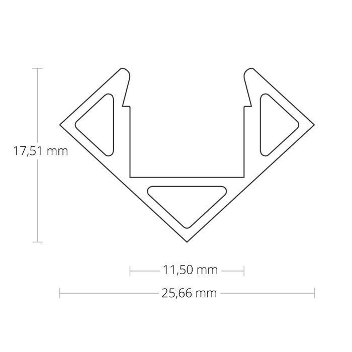 1m LED Profil PO23  Schwarz 25,7x17,5mm Aluminium Eckprofil für 11mm LED Streifen