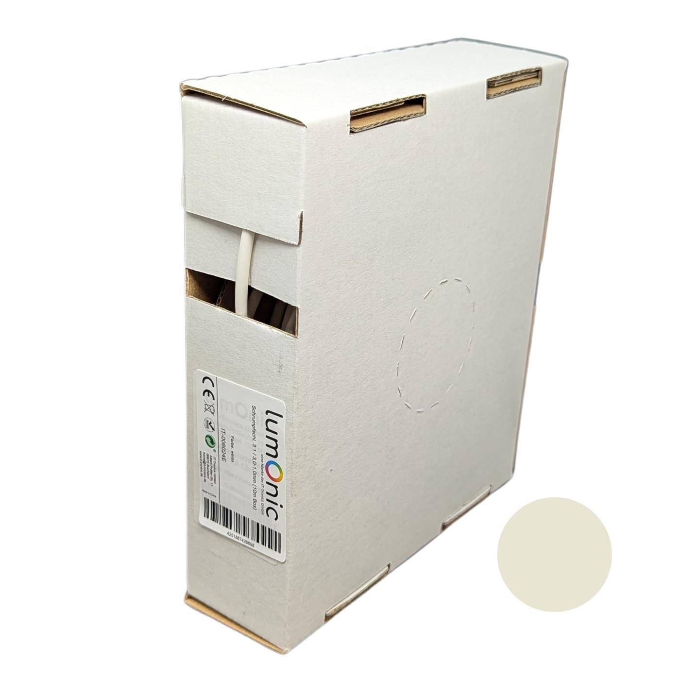 10m Heat shrink tubing Box 3:1 3 -> 1mm White Flexible