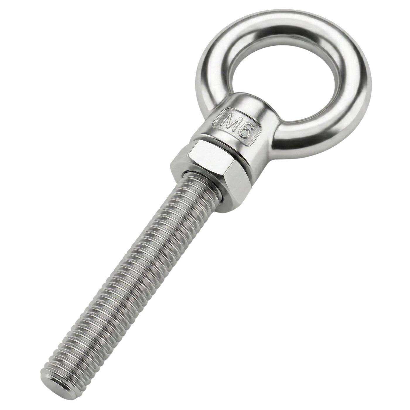 Eye bolt V2A stainless steel M6x60mm  Push-through mounting Eyebolt for awning hammock swing + chains incl. nut + washer