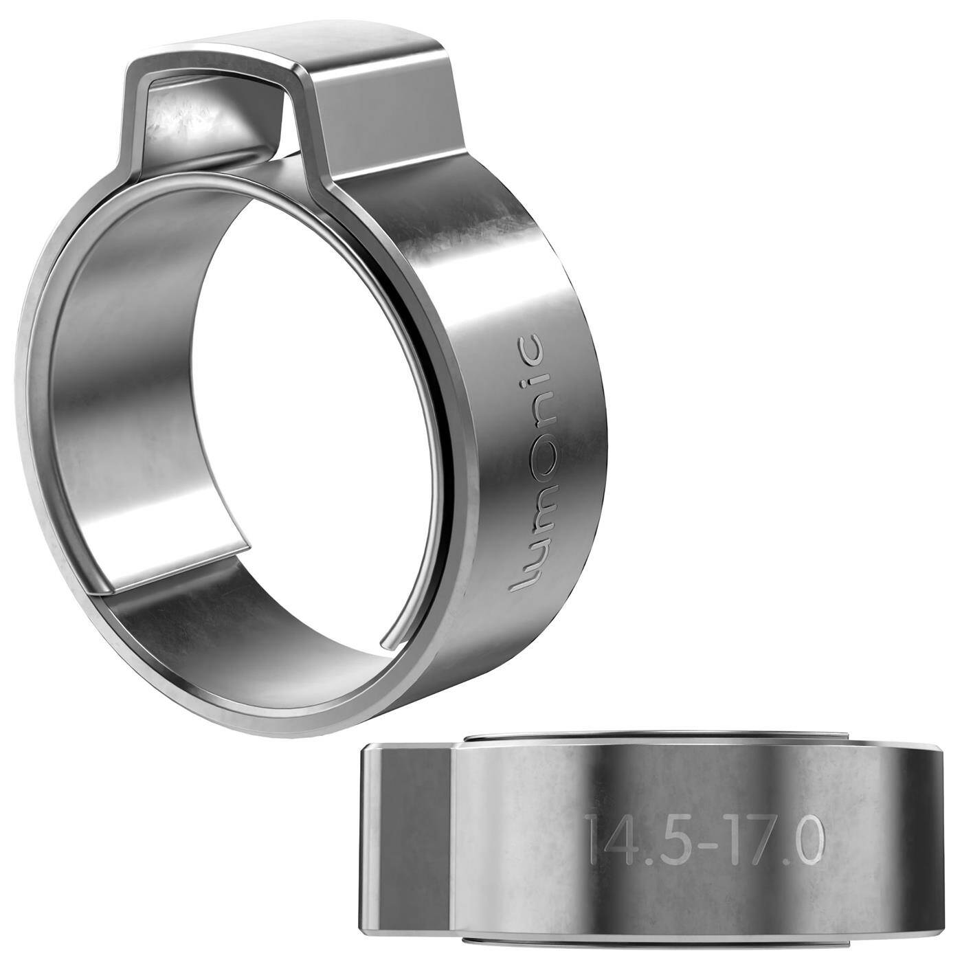 2x 1-Ohr-Schelle 14,5-17,0mm V2A Edelstahl Einohrschelle Schlauchschelle für Druckluft, Rohrsysteme, Garten, KFZ