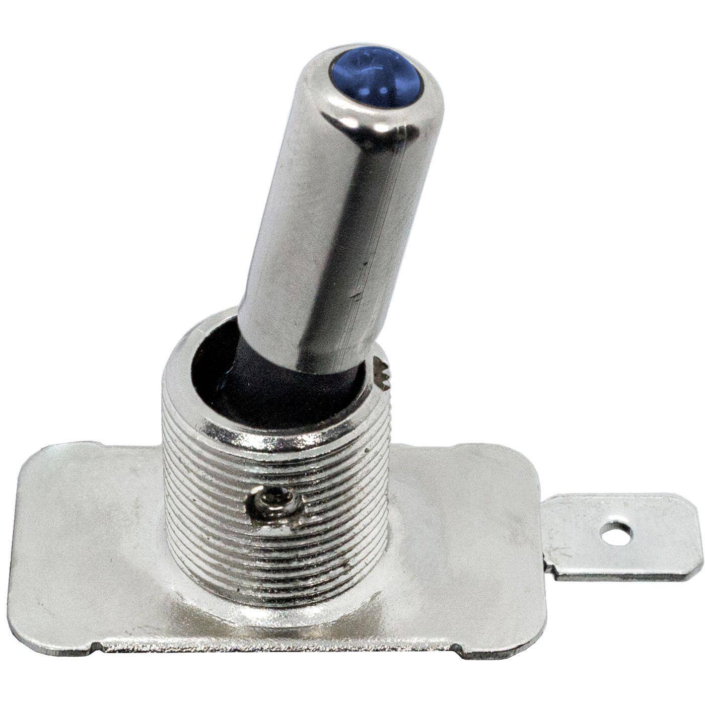 Lumonic Edelstahl Wippschalter Ausschalter mit LED Blau 12mm Durchmesser I 45x18x23mm mit einem 6,3x0,8mm Flachstecker I Geeignet für 20V 12A & -25°C bis +85°C