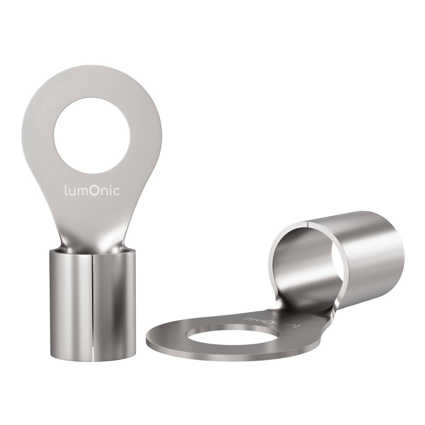 Lumonic 25x Ringkabelschuh 6,0-10,0mm² blank | M6 | Kupfer verzinnt | sichere Kabelverbindung ohne Löten | Crimp-Kabelschuh unisoliert | KFZ, Maschinenbau, Wohnmobil, Batterie