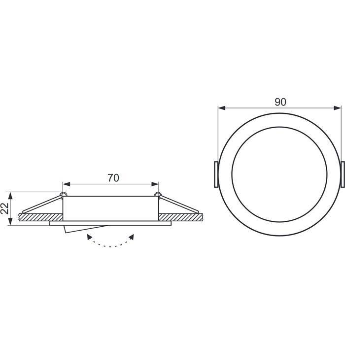 LED Einbaurahmen Rund 90x22mm Silber Aluminium Schwenkbar Spot GU10 MR16
