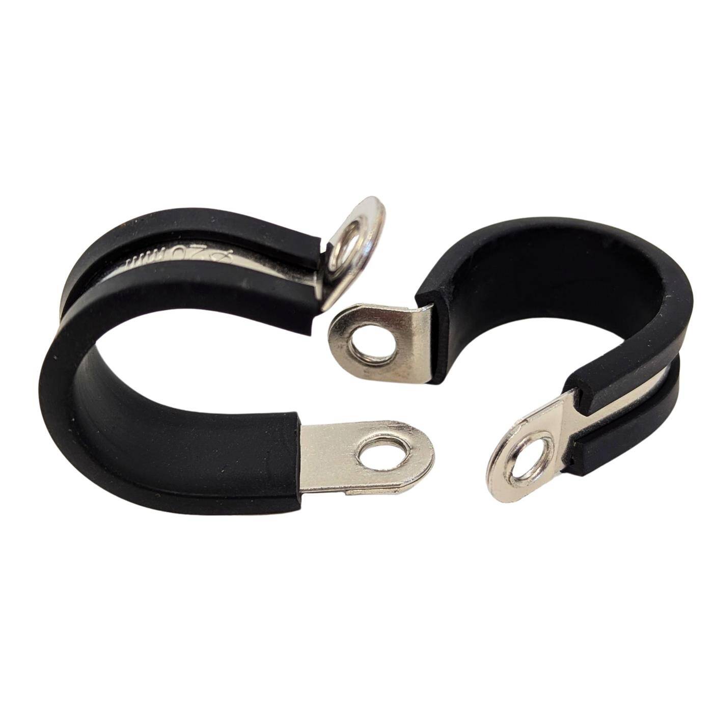 5x P-Clip Cable clamp Stainless steel V2A with Rubber 20mm Pipe clamp Mounting clip