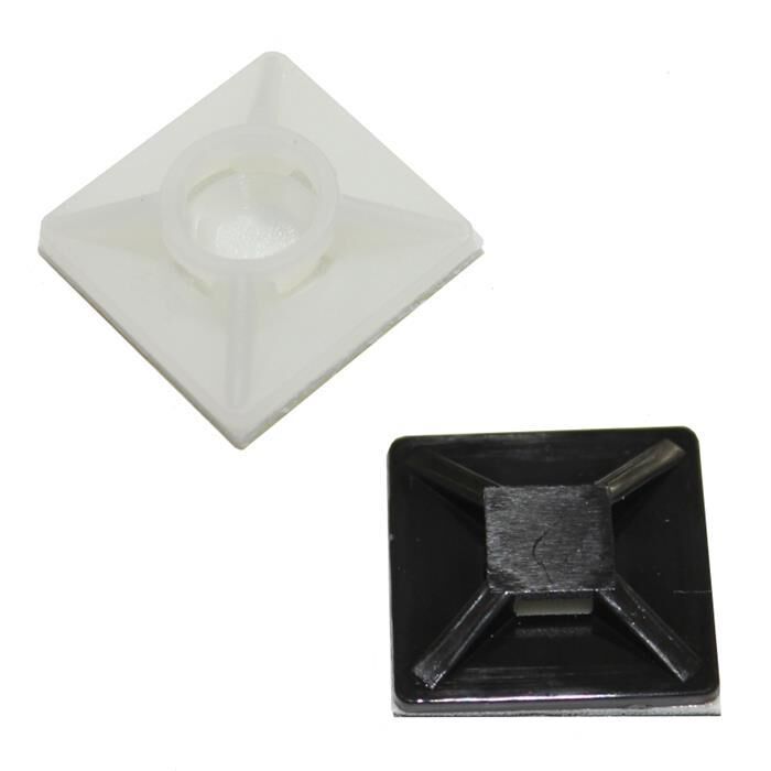 100x Adhesive socket for Cable tie 20x20mm White natural Self-adhesive