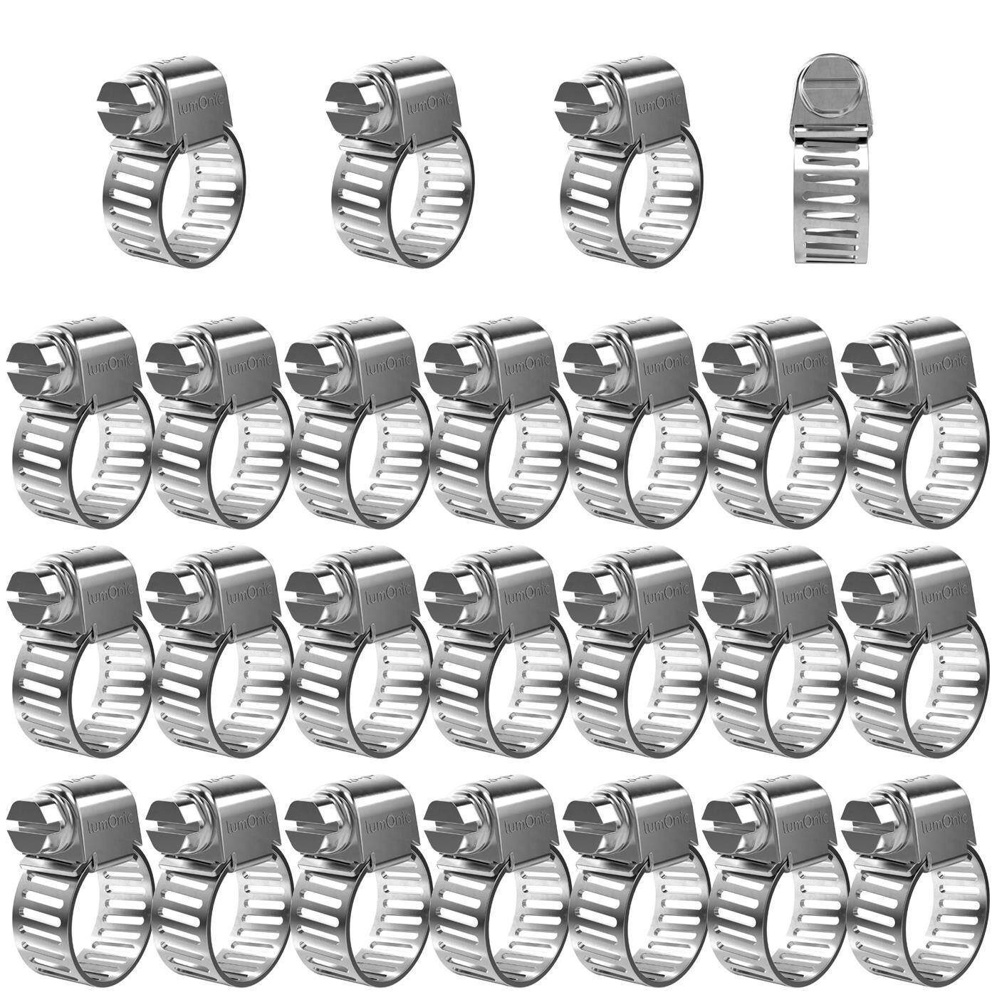 Lumonic 25x 13-19mm Schlauchschelle Edelstahl V4A 304 I einstellbare Schlauchschellen zum Schrauben I für Rohre Schläuche Waschmaschine KFZ Auto Haus Garten