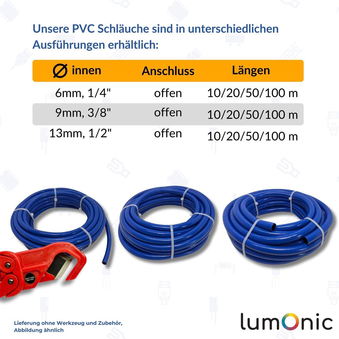 100m Druckluftschlauch 13mm Druckluft & Bewässerung Wasserschlauch PVC Schlauch bis 16 bar flexibel, abriebfest und gewebeverstärkt 100m Druckluftschlauch 13mm Druckluft & Bewässerung Wasserschlauch PVC Schlauch bis 16 bar flexibel, abriebfest und gewebeverstärkt