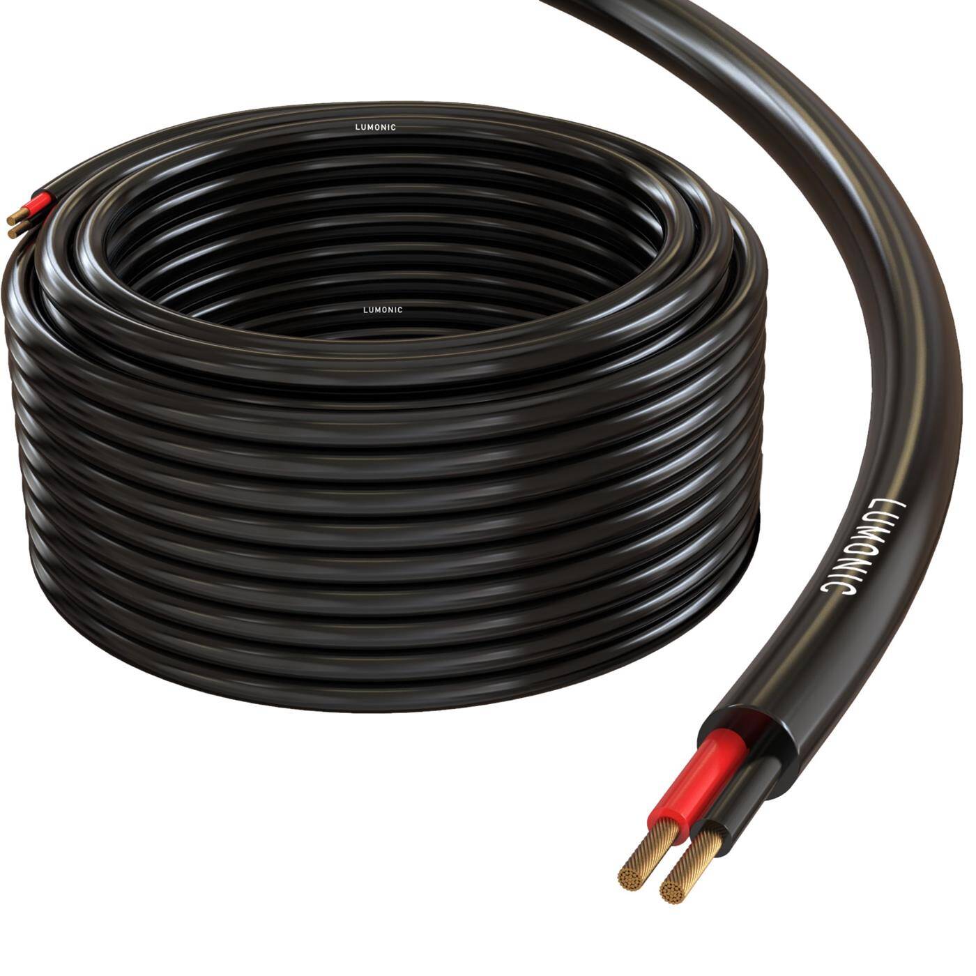 Lumonic Lautsprecherkabel 25m Schwarz  | 2x 0,75mm² CCA | HiFi Boxenkabel | Audio Rundkabel | Profi PA Installations- Audio- Rundkabel
