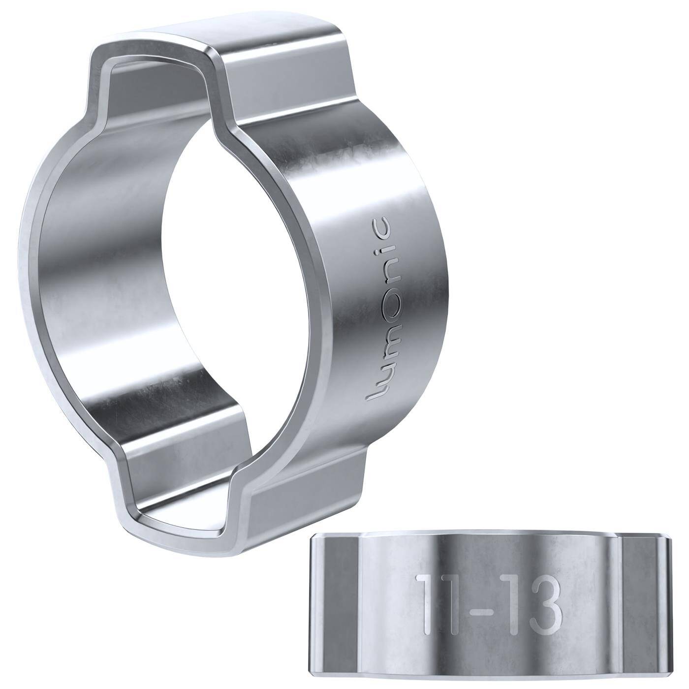 Lumonic I 2x 2-Ohr-Schelle 11-13mm I Stahl Verzinkt I Zweiohrschelle I Schlauchschelle I für Druckluft, Rohrsysteme, Garten, KFZ