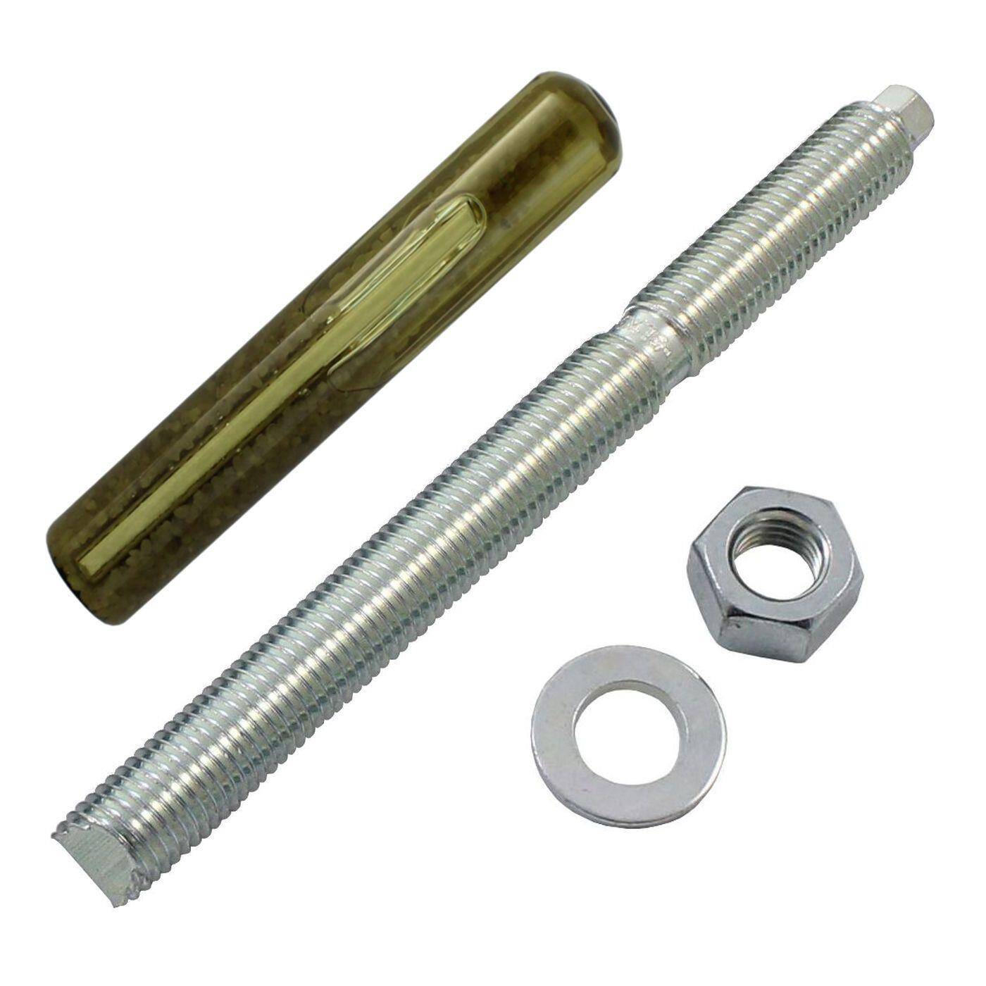 Lumonic Ankerstange + Verbundankerpatrone M16 x 190 Verzinkt I Zur Verwendung als Keilanker, Metalldübel, Bolzenanker, Blitzdübel I Für verschiedene Arten Durchsteckmontagen