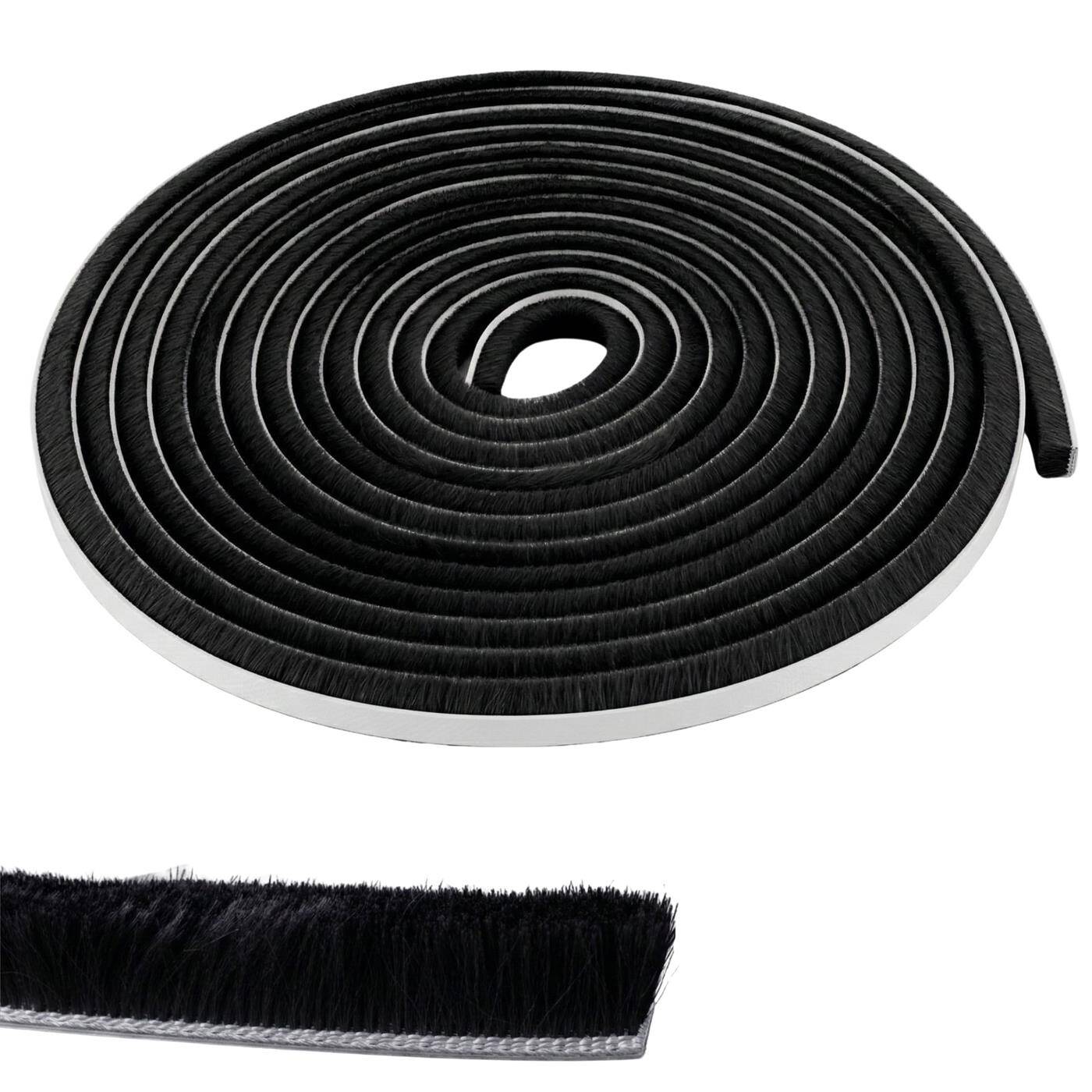 Lumonic 5m Brush seal black 8mm | Self-adhesive + Can be cut to size | Draught excluder, cold protection, insect screen for windows, doors, cupboards
