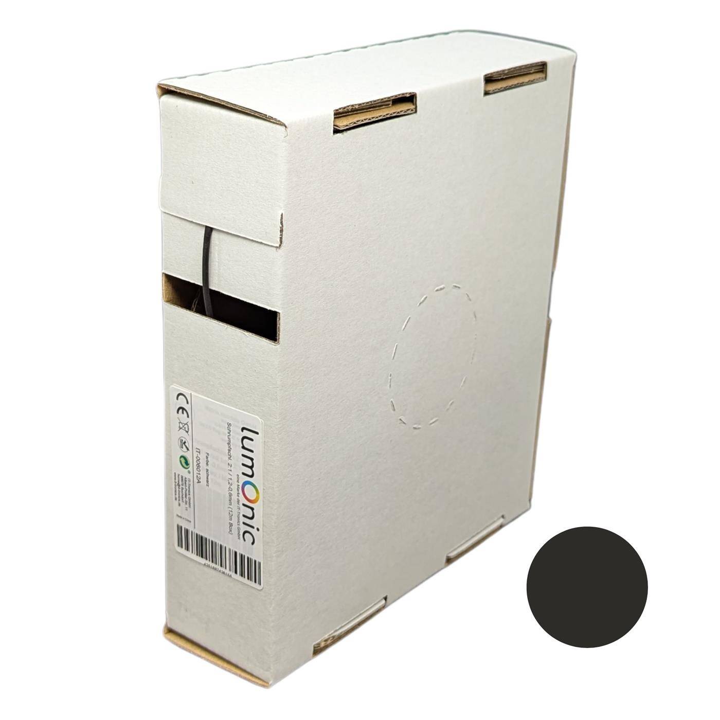 12m Schrumpfschlauch Box 2:1 1,2 -> 0,6mm Schwarz Flexibel