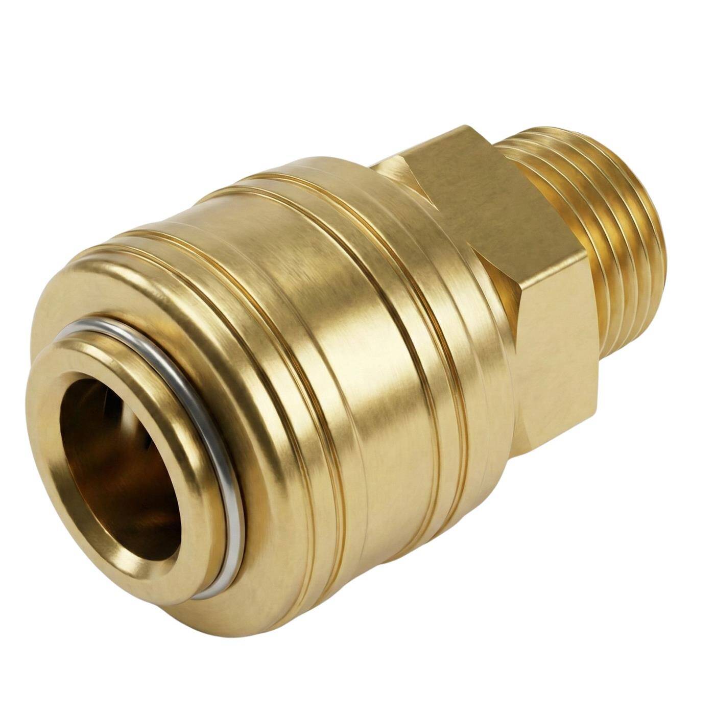 Coupling socket with external thread 3/8" made of brass Compressed air coupling socket Quick coupling for workshops, businesses and DIY enthusiasts