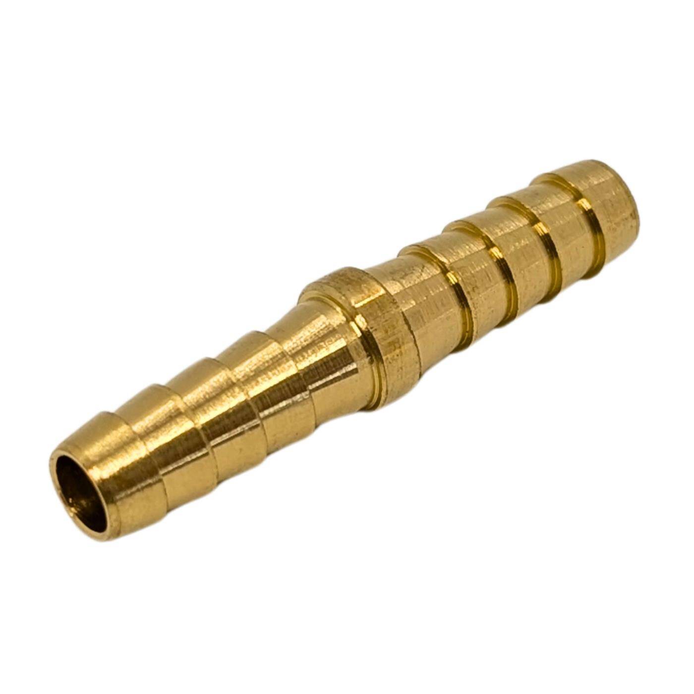 gerader Schlauchverbinder für 6mm (1/4") Schlauch aus Messing I-Verbinder I-Stück mit Dornenprofil Druckluft & Wasser für Werkstätten, Betriebe und Heimwerker