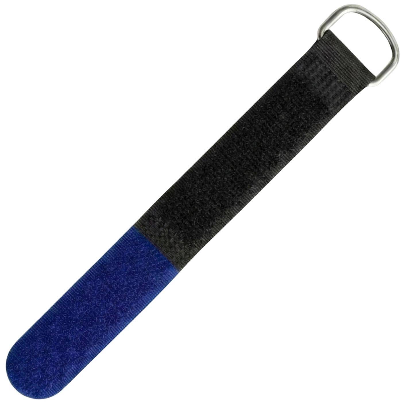 Lumonic 10 Stück Klettkabelbinder schwarz / blau, 600x38mm, normal, robuste Metallöse, Kabelklett mehrfach wiederverwendbar, einfaches Kabelmanagement und Ordnung