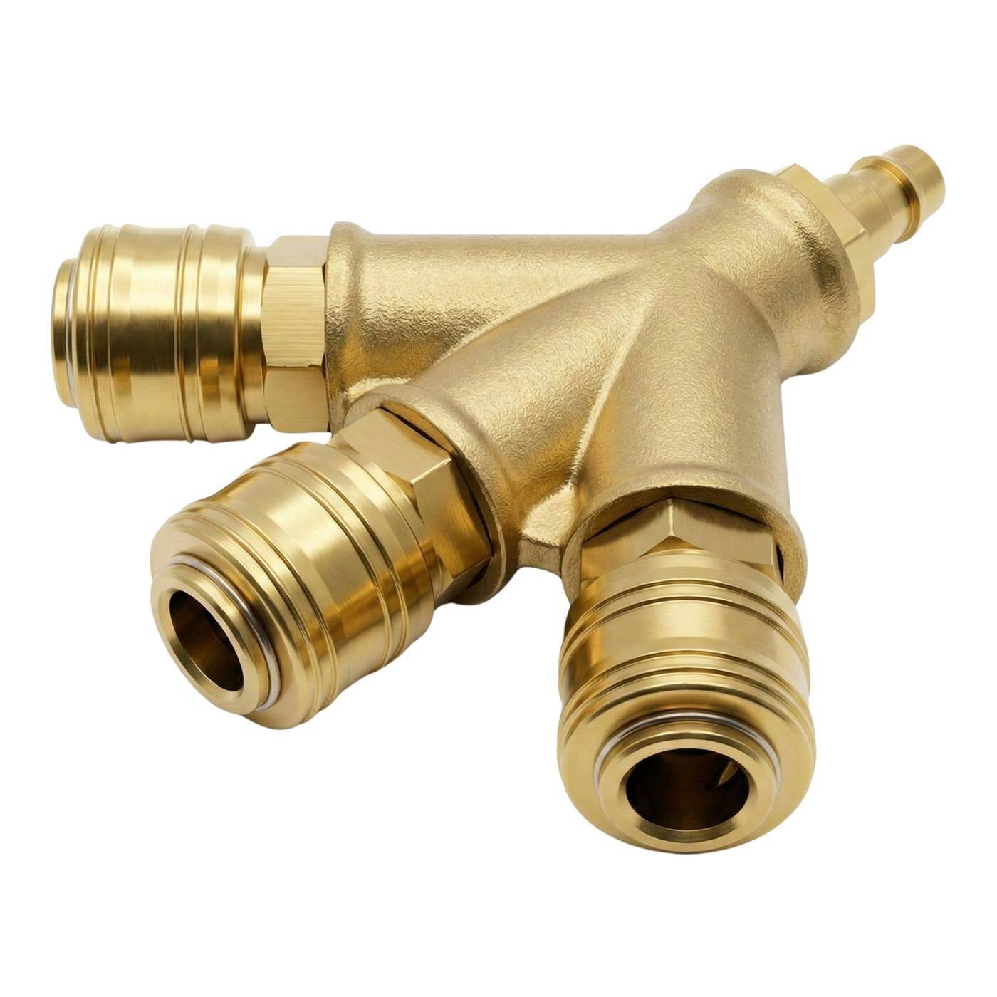 Lumonic I Compressed air distributor 3-fold I complete with coupling plug I made of brass I Female thread 1/2" I Compressed air diverter I Quick coupling I Multiple distributor I for workshops, businesses and DIY enthusiasts