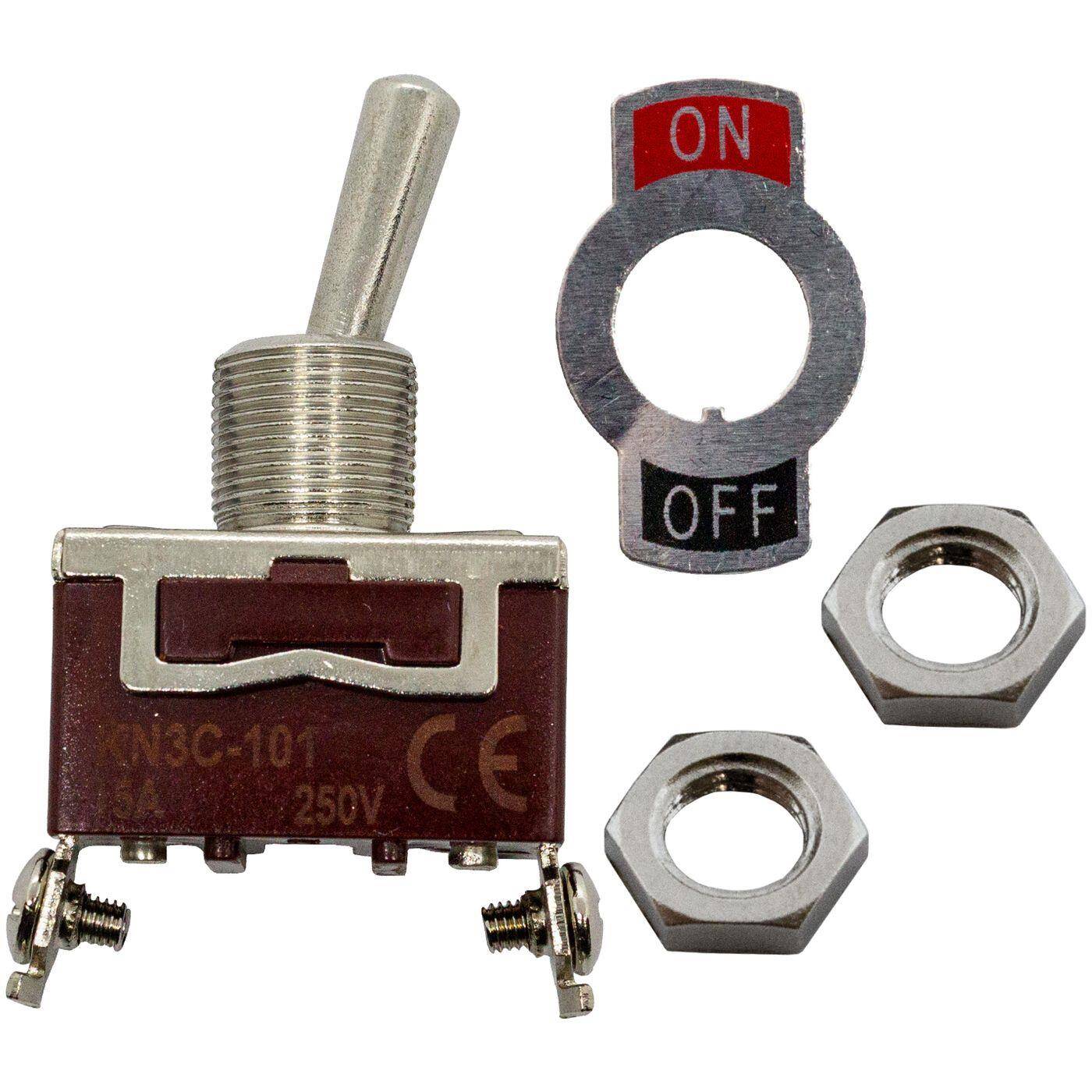 Lumonic Edelstahl Wippschalter Ausschalter 12mm Durchmesser I 45x18x23mm mit einem 6,3x0,8mm Flachstecker I Geeignet für 230V 15A & -25°C bis +85°C