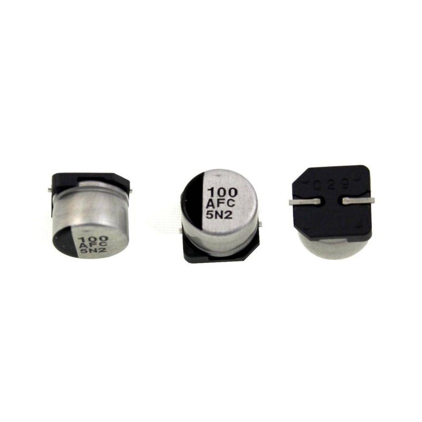 SMD Elko Capacitor 100µF 10V | Electrolytic capacitor up to a temperature of 105°C | 8x6,2mm | 100uF EEVFC1A101P Panasonic