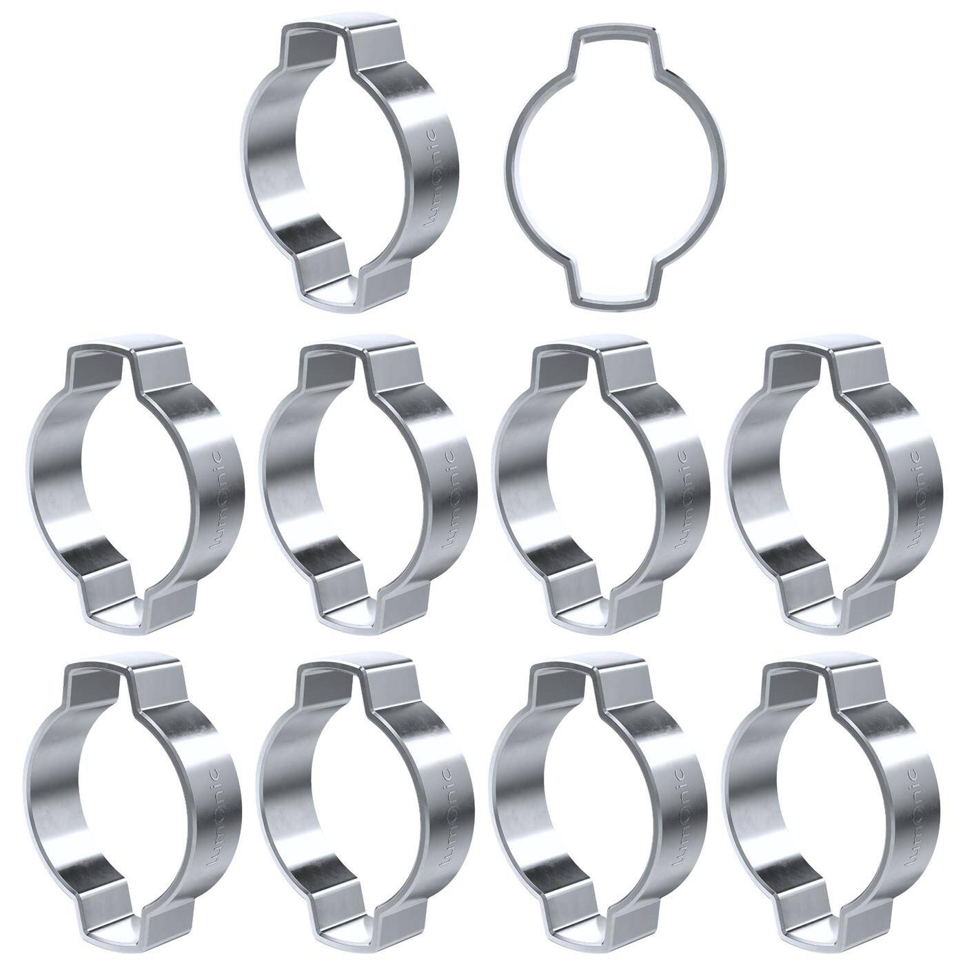 10x 2-Ohr-Schelle 22-25mm Stahl Verzinkt Zweiohrschelle Schlauchschelle für Druckluft, Rohrsysteme, Garten, KFZ