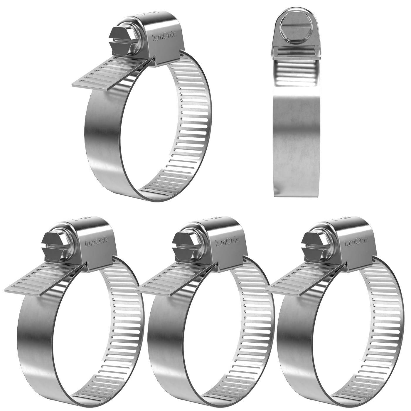 Lumonic 5x 27-51mm Schlauchschelle Edelstahl V4A 304 I einstellbare Schlauchschellen zum Schrauben I für Rohre Schläuche Waschmaschine KFZ Auto Haus Garten