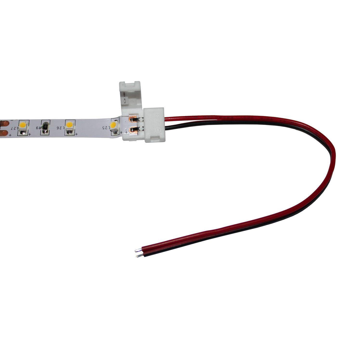 15cm LED Clip Verbinder mit Kabel für 8mm LED Streifen 13x5mm 2-Pin; einfarbig