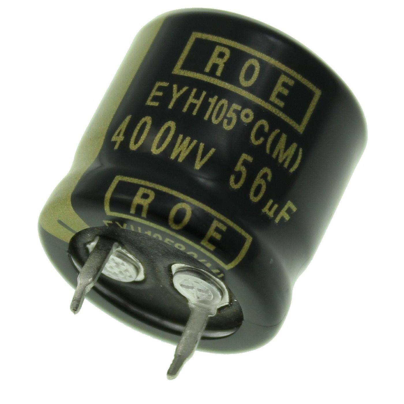 Snap-In Elko Kondensator 56µF 400V | Elektrolytkondensator bis zu einer Temperatur von 105°C | 22x20mm | 56uF EYH07LW256X02K Vishay