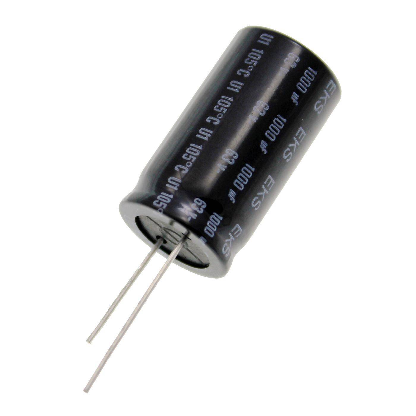 Elko Kondensator Radial 1000µF 63V | Elektrolytkondensator bis zu einer Temperatur von 105°C | 16x30mm | 1000uF EKS00JJ410J00Y Vishay
