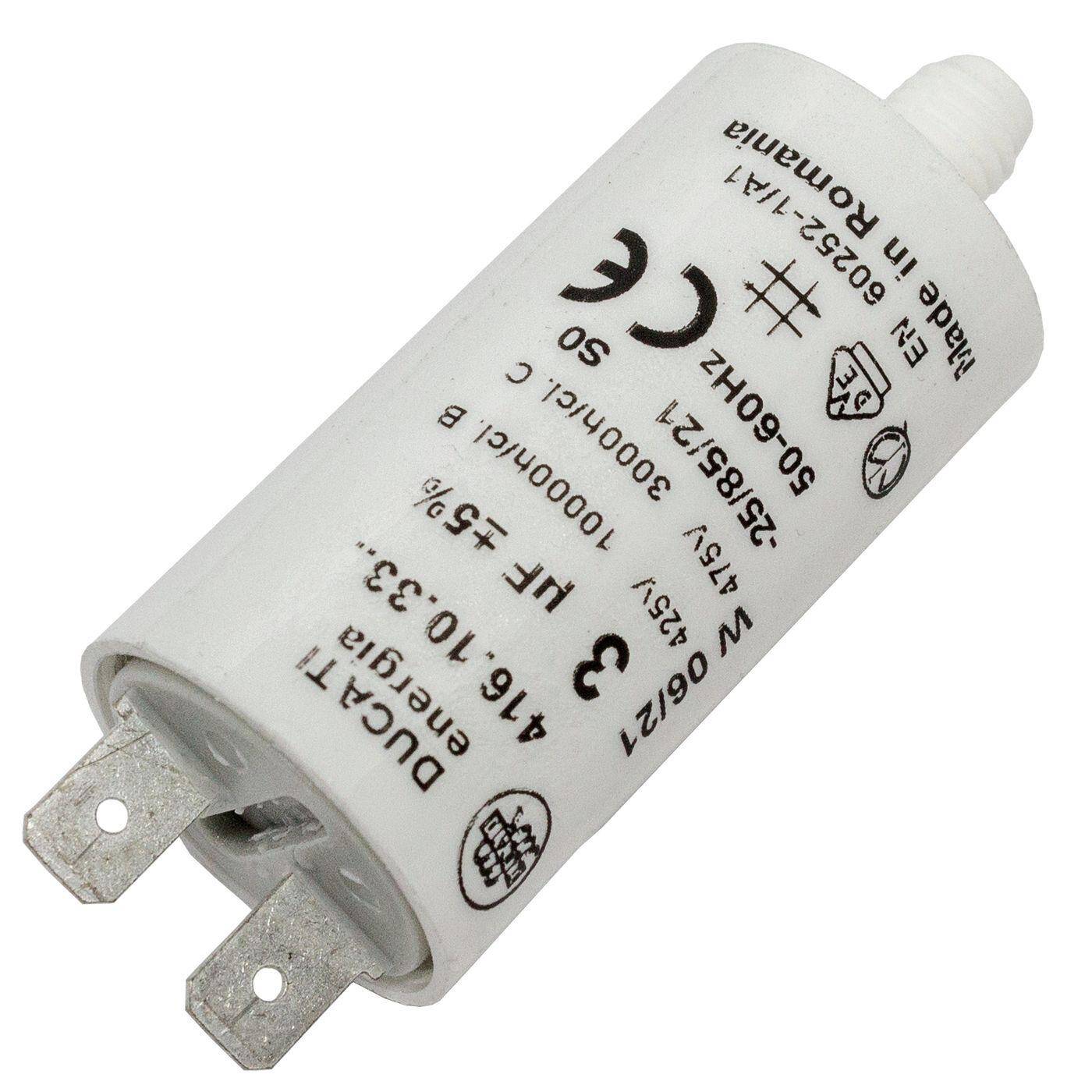 Lumonic Anlaufkondensator 416.10.33 B inkl. Stecker 6,3x0,8mm | Motorkondensator 3µF 400V 25x49mm I Kondensator im isolierten Kunststoffgehäuse