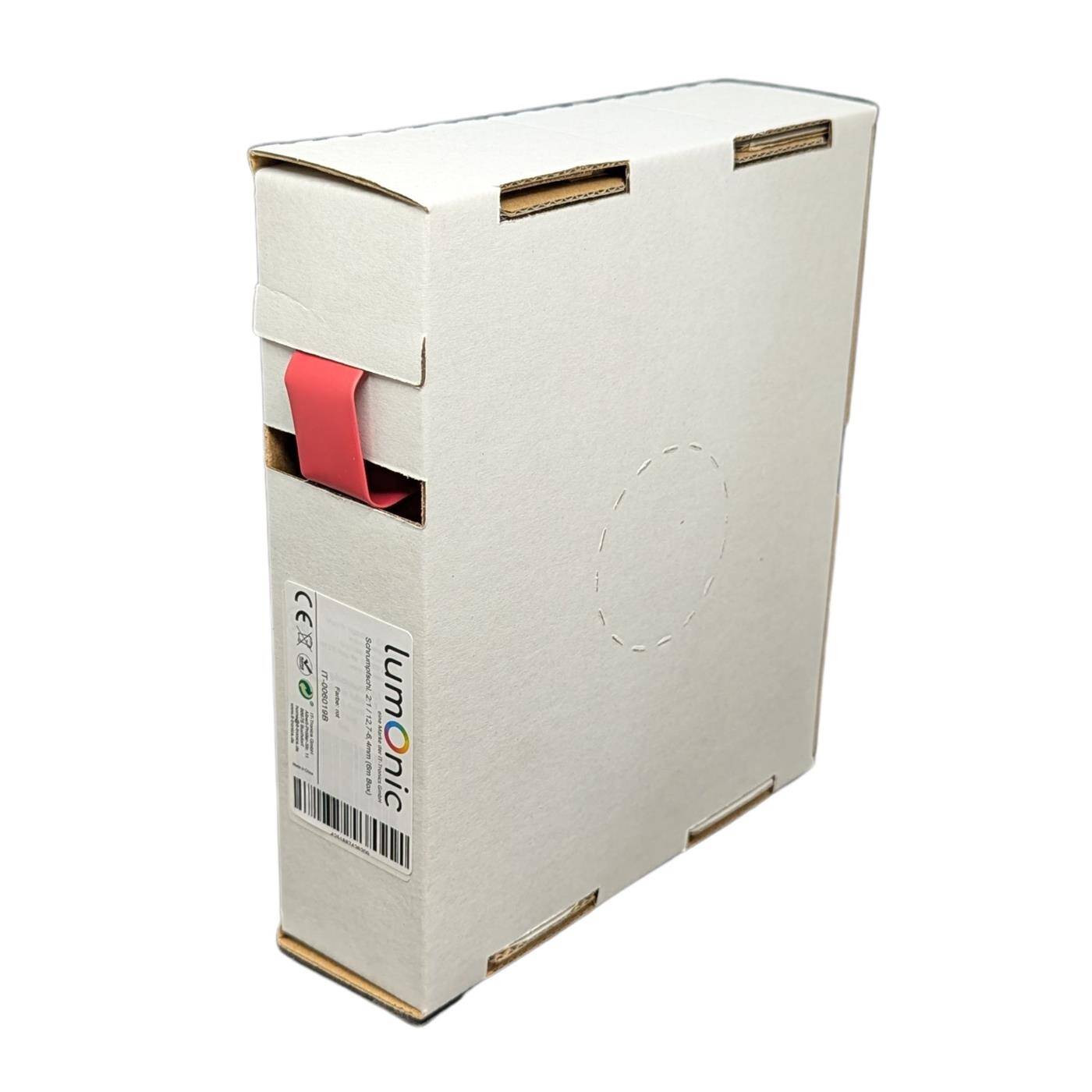 6m Heat shrink tubing Box 2:1 12,7 -> 6,4mm Red Flexible