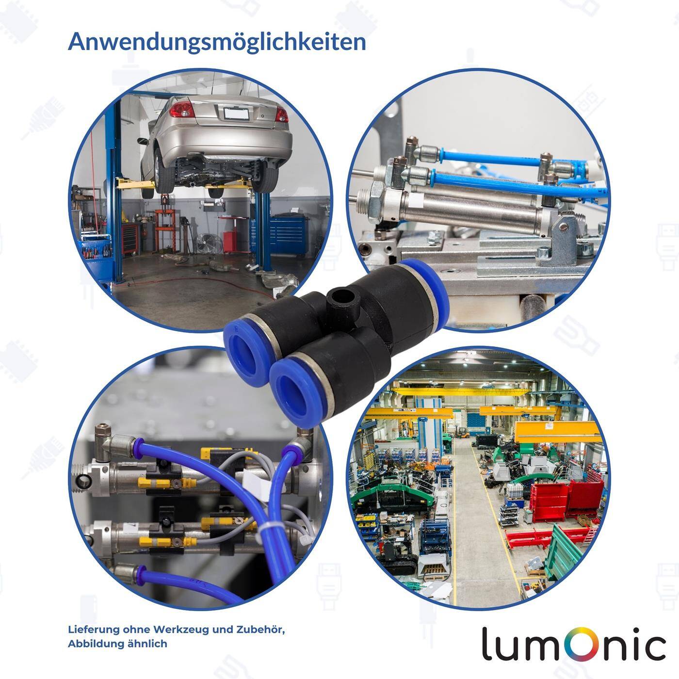 PU hose Y-connector reduction 8mm -> 2x6mm Y-piece Push-in Pneumatic plug connector Y-distributor reducing Compressed air PU hose Y-connector reduction 8mm -> 2x6mm Y-piece Push-in Pneumatic plug connector Y-distributor reducing Compressed air