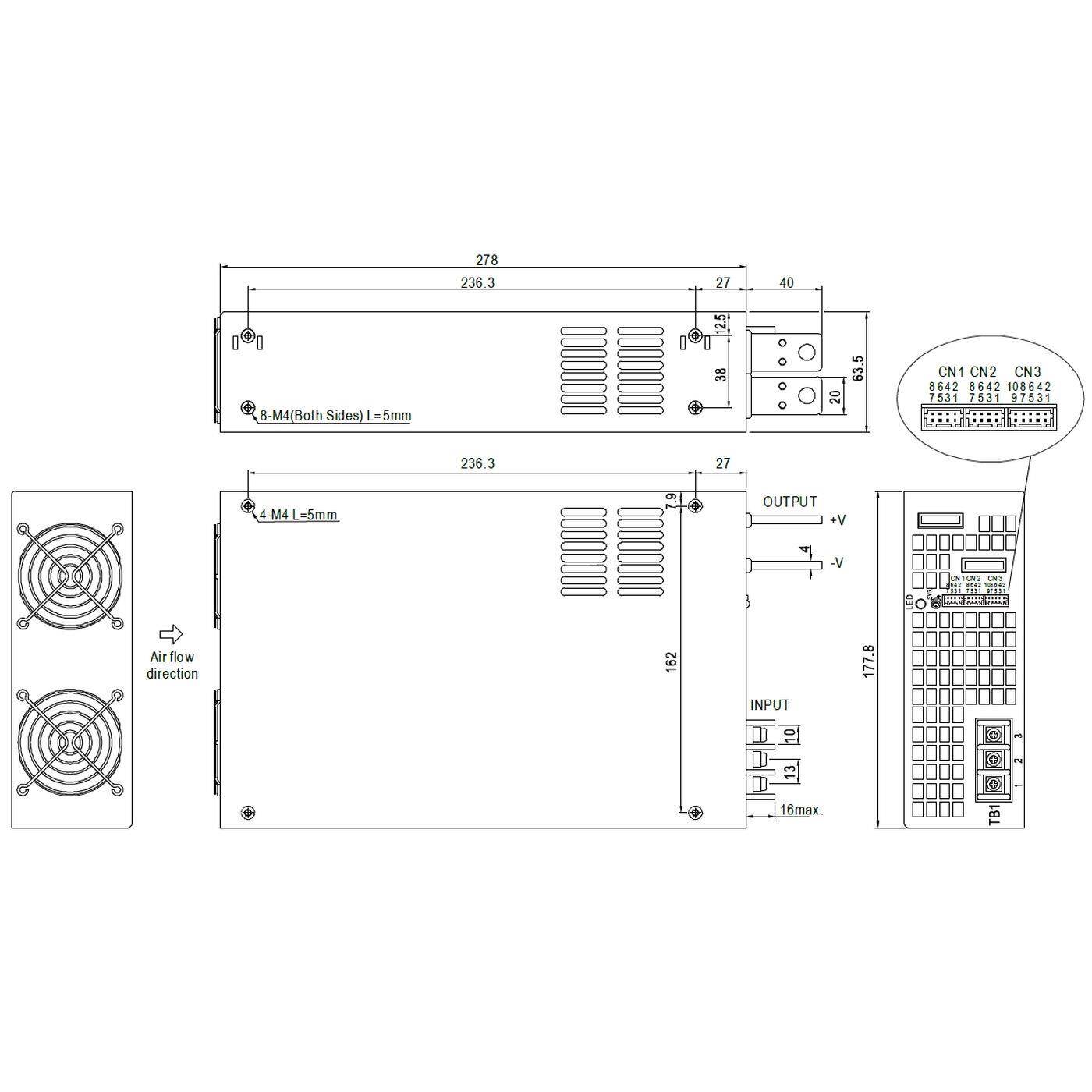 MEAN WELL RSP-2400-24 2400W 24V 100A Industrielles Netzteil