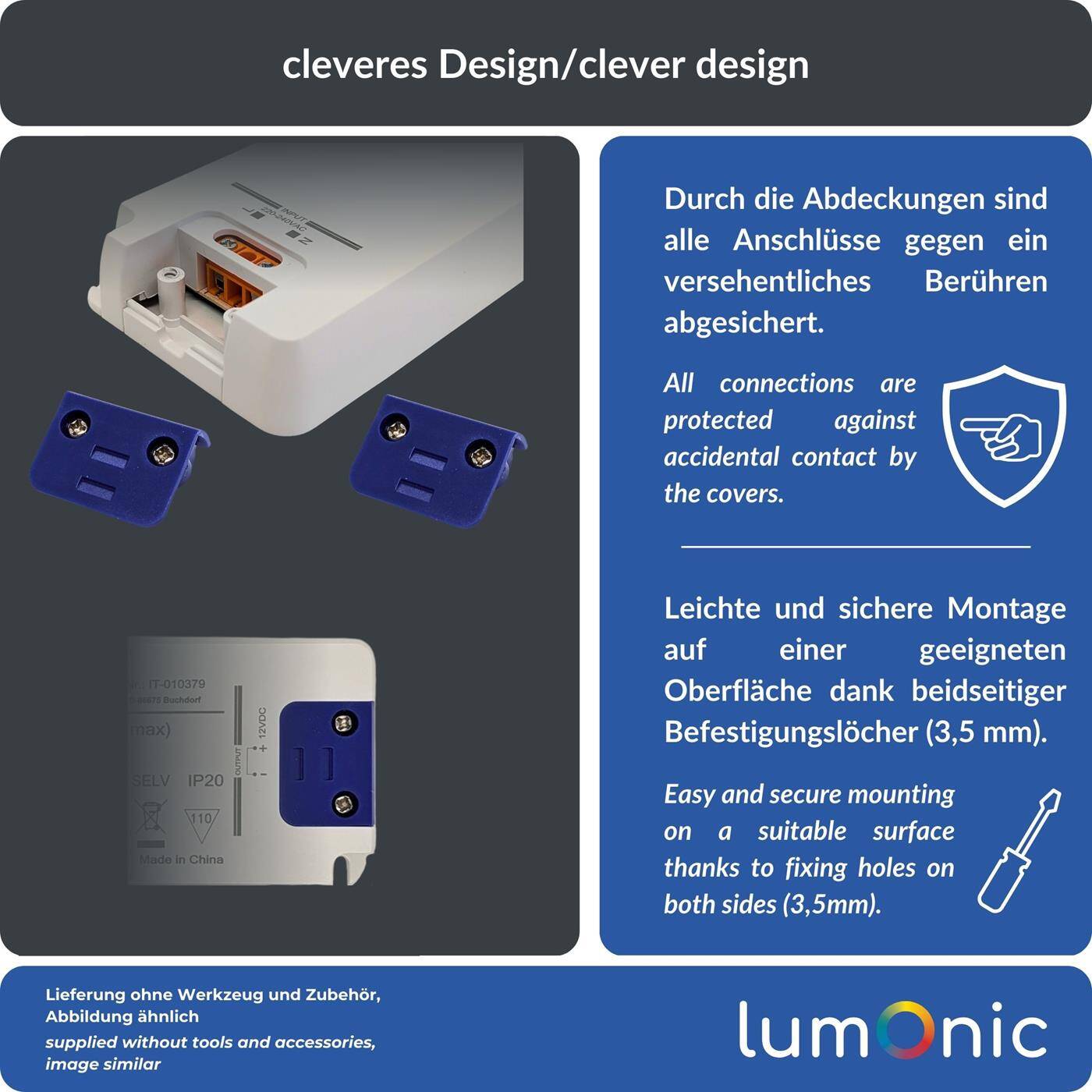 Lumonic I LED transformer TLV-100-24 I 24V 100W I Input 220-240VAC I flicker-free I Overload protection I LED power supply unit I for LED lighting