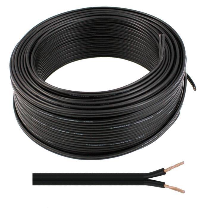 50m Lautsprecherkabel 2x 0,5mm² Schwarz Audiokabel Boxenkabel