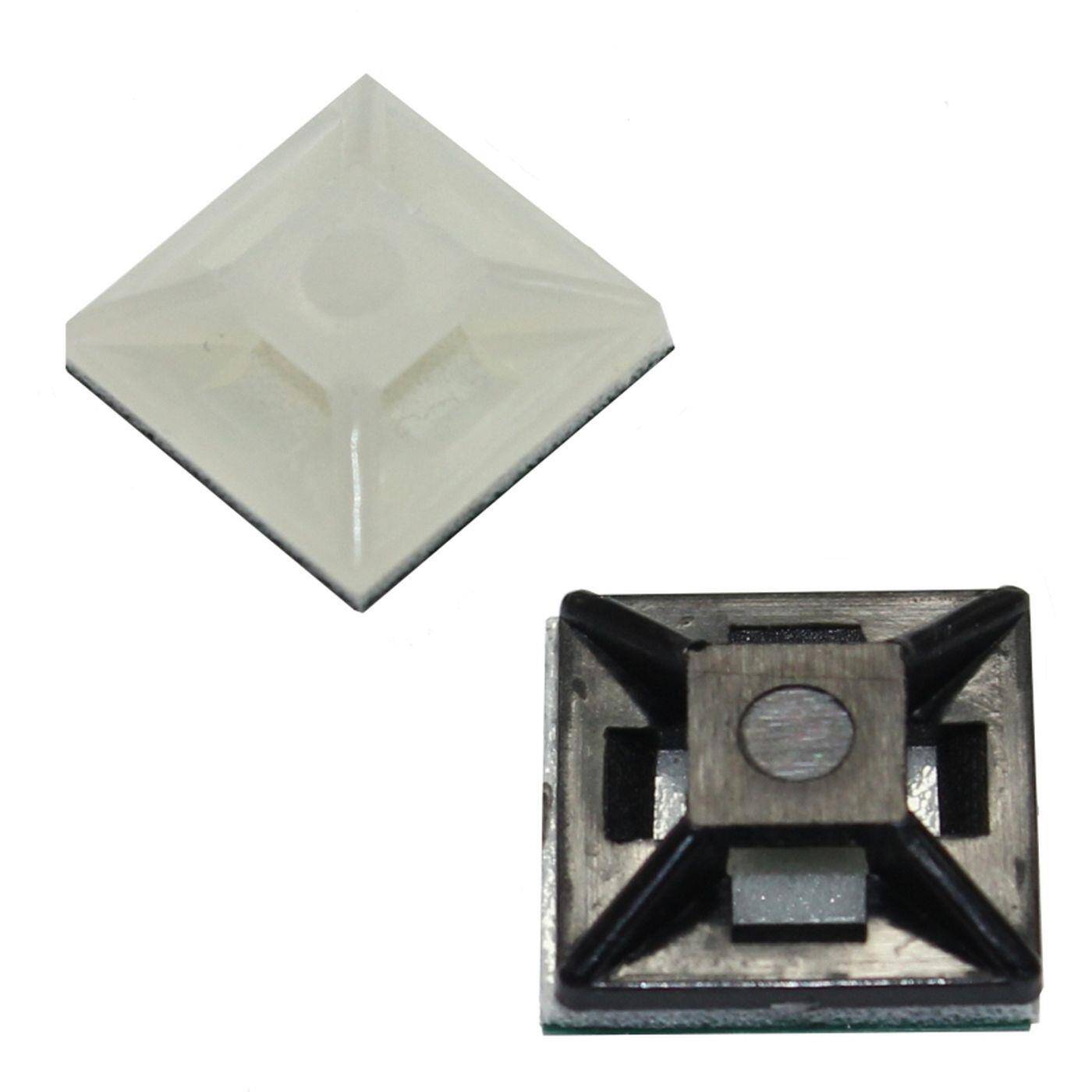 100x Adhesive socket for Cable tie 12,5x12,5mm White